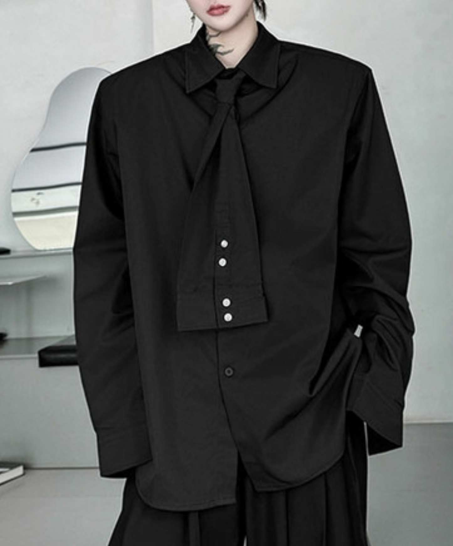 sleeve design with bow tie shirt EN2357