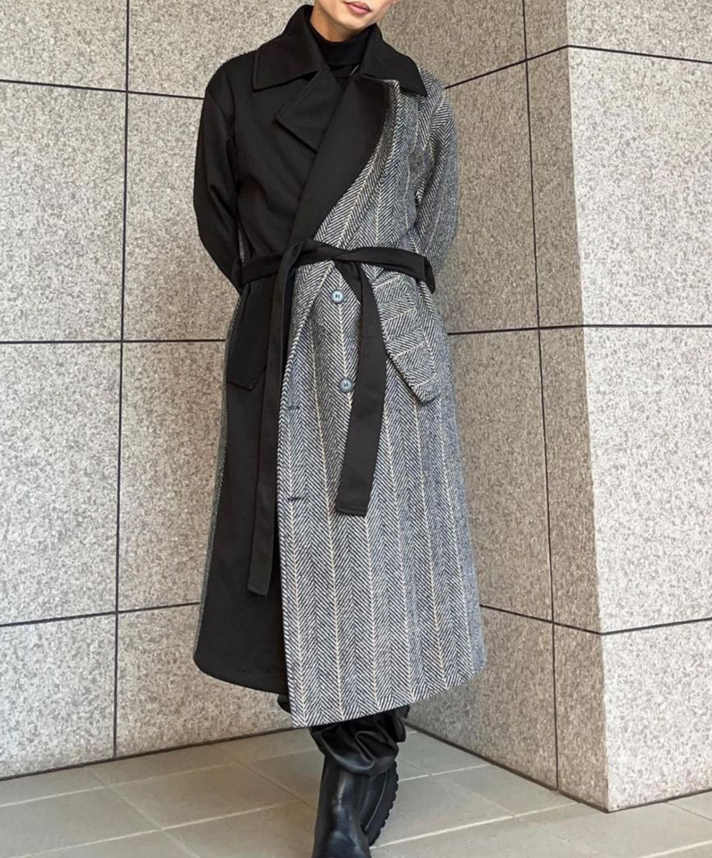 【style37】dark mode outfit set EN1410( coat+ pants set)