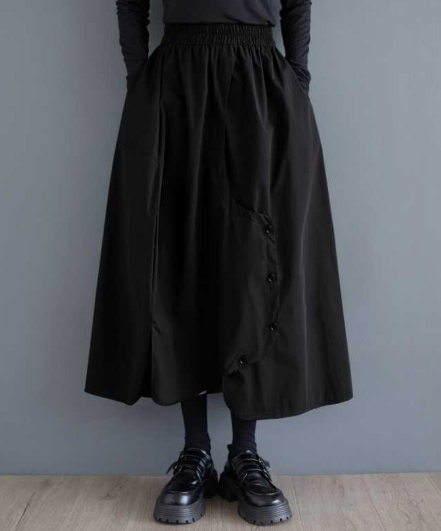 Irregular button design a-line skirt EN2291