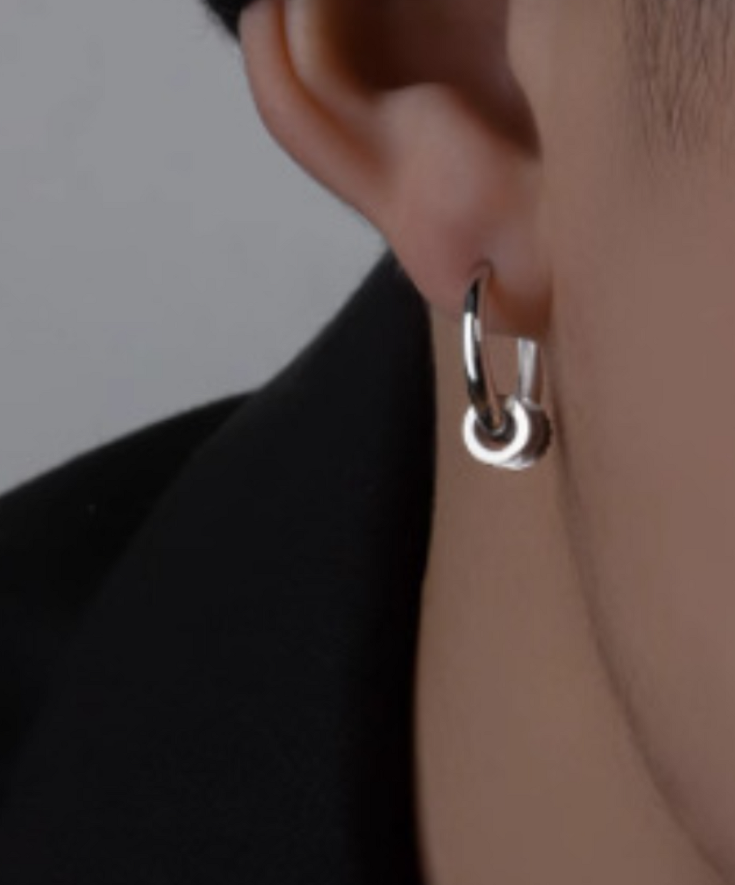 silver hoop in ring earrings EN1617
