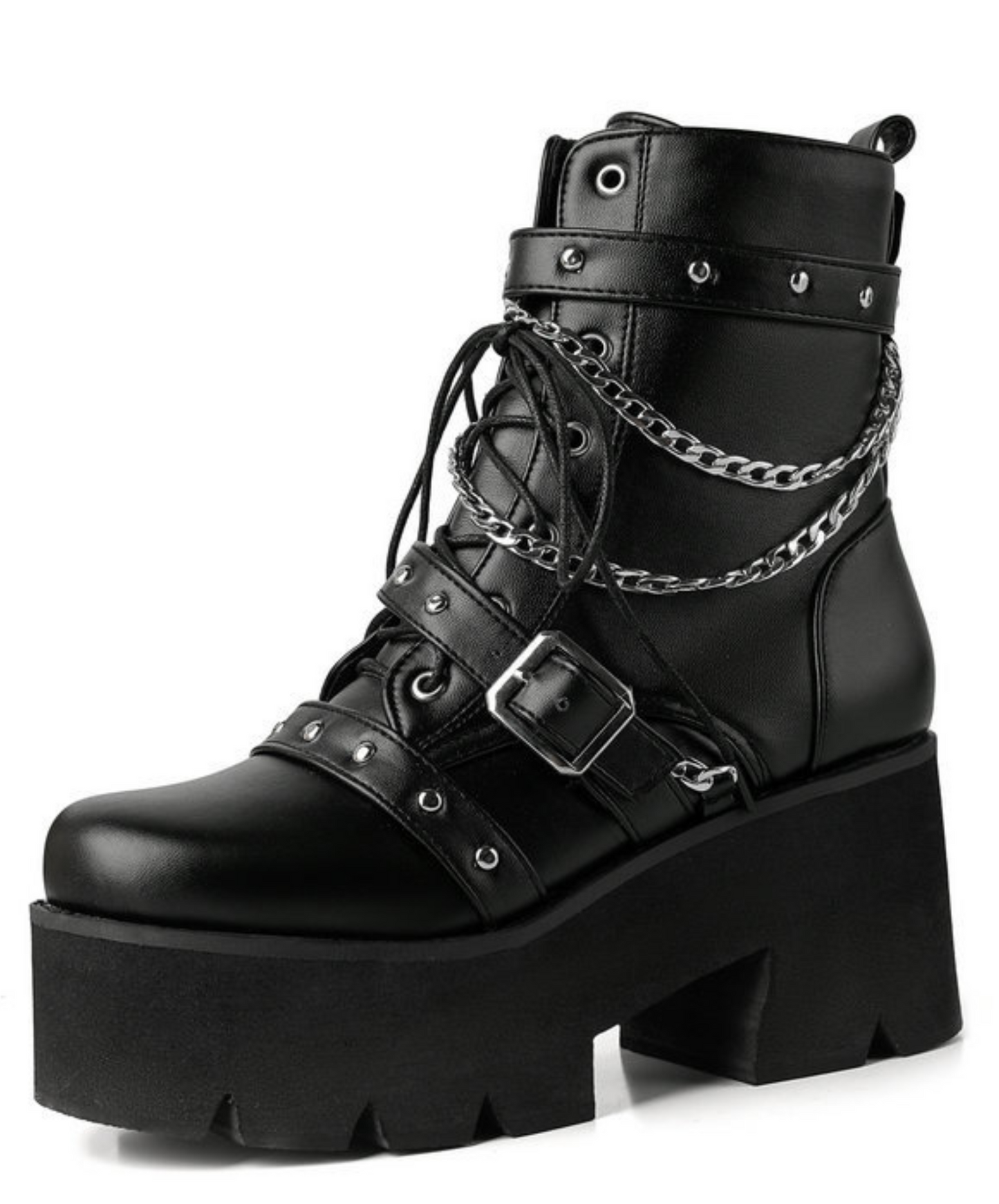double chain belt platform boots EN1108