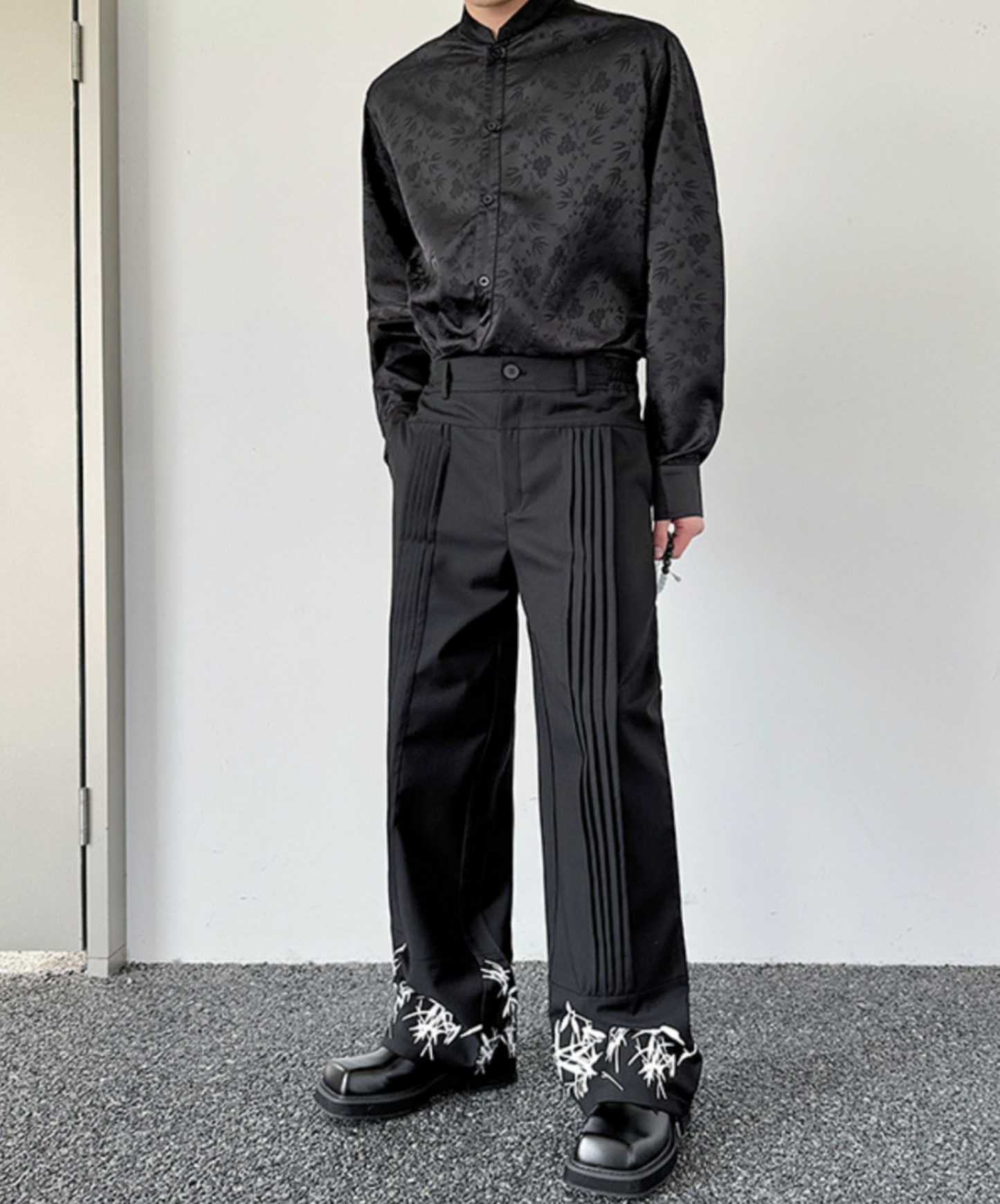 center press pleat design bamboo pants EN1632