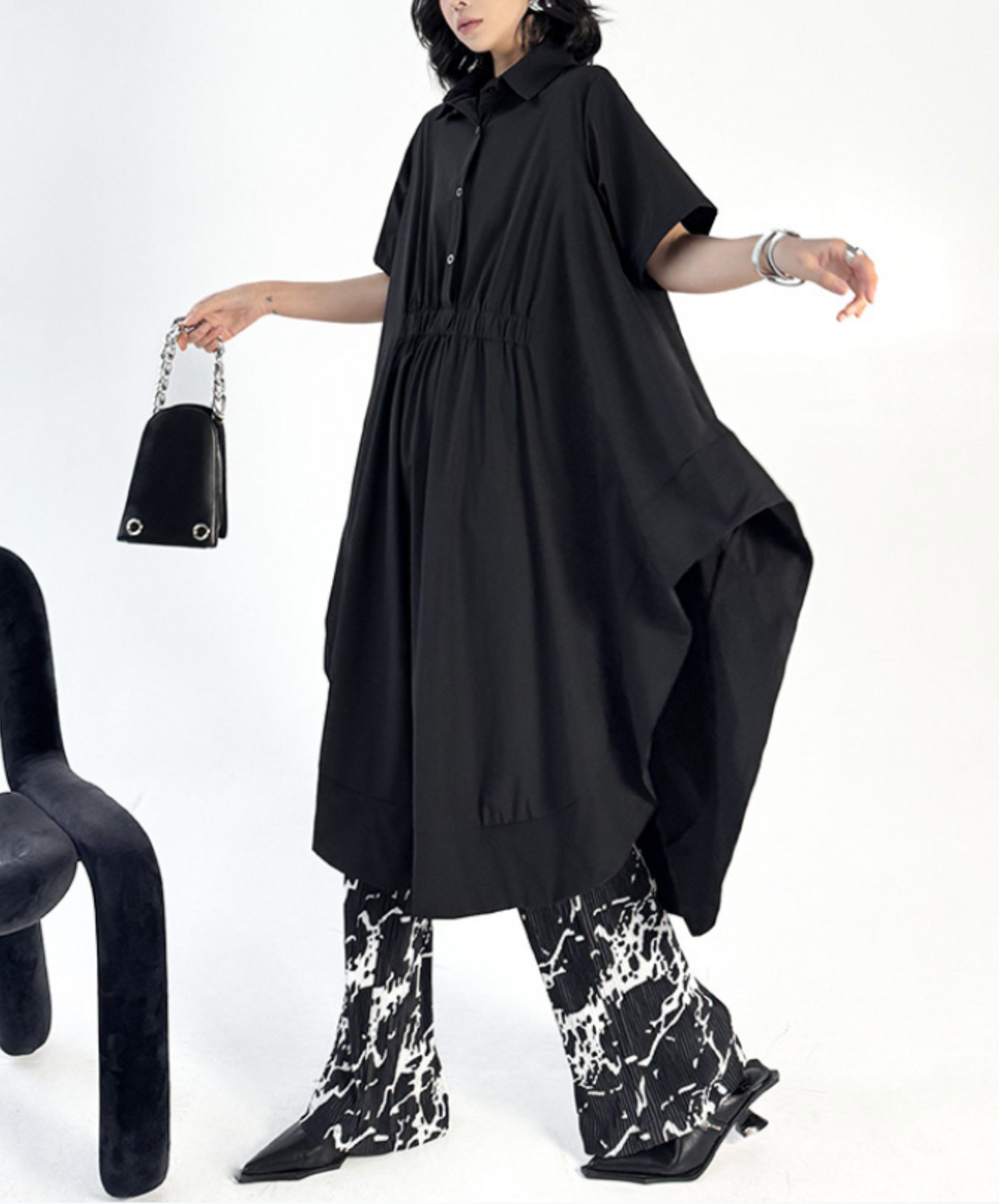 dark big silhouette waist mark long shirt EN2322
