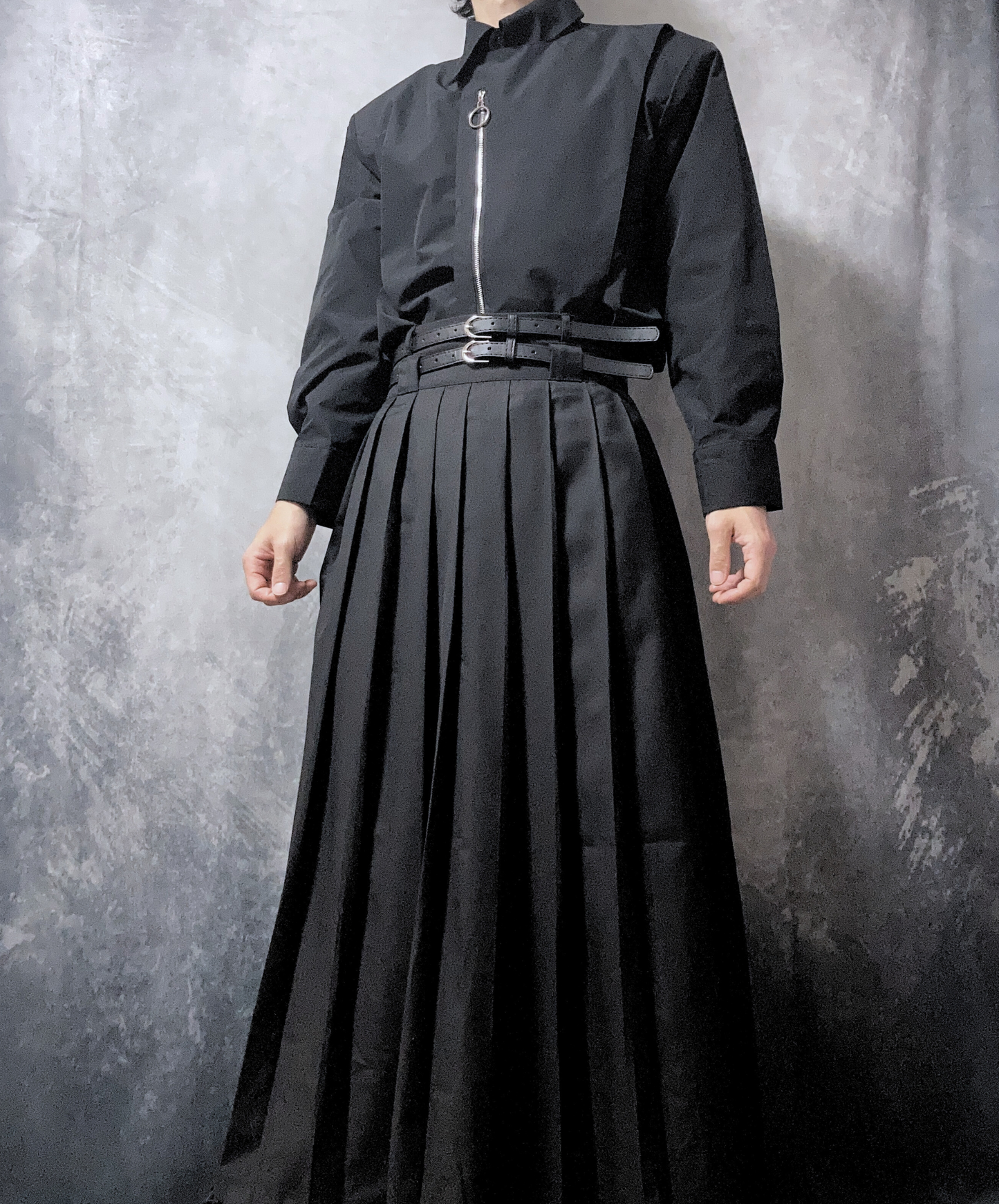 【style67】dark mode outfit set EN1891(jacket + shirt + skirt set)