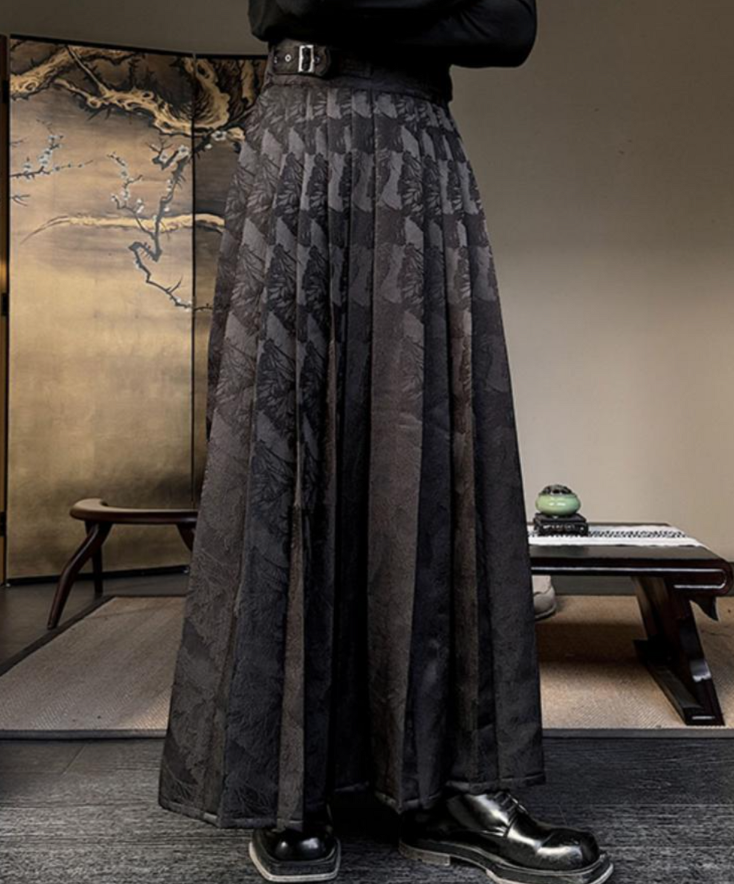 jacquard pleats with Chinese style embroidery skirt EN1532