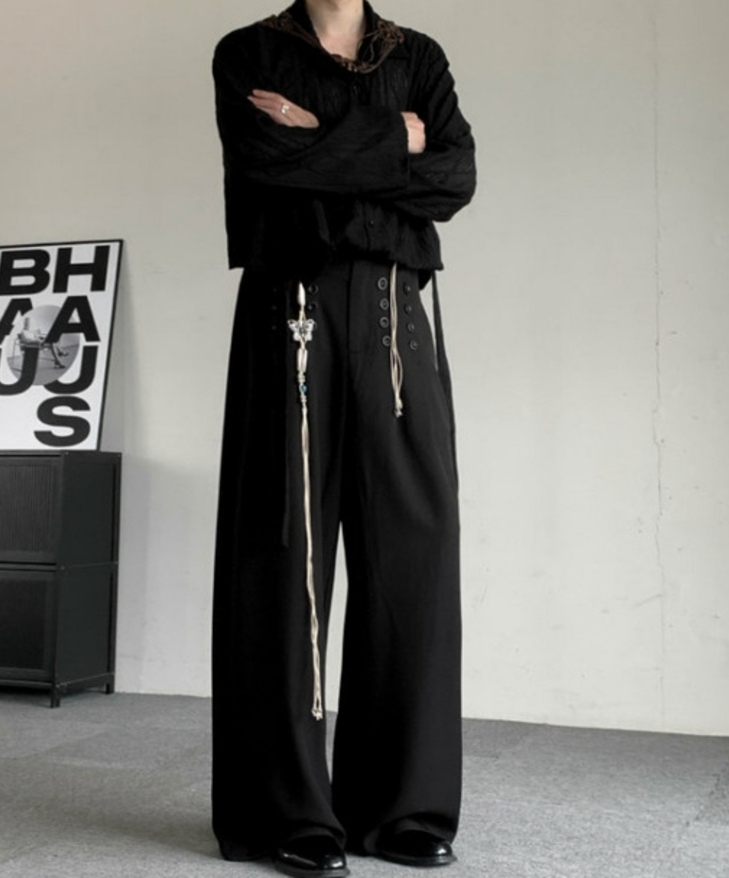 retro multiple button decoration pants EN2371