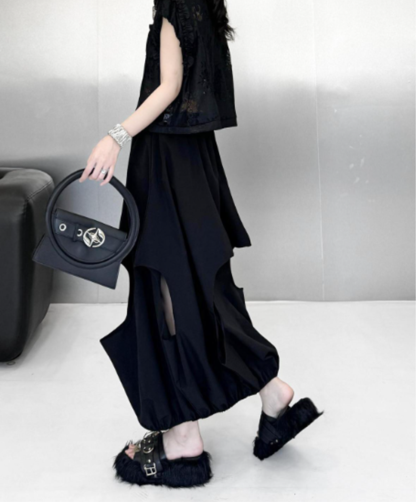dark Irregular cutout tulip design skirt EN3078