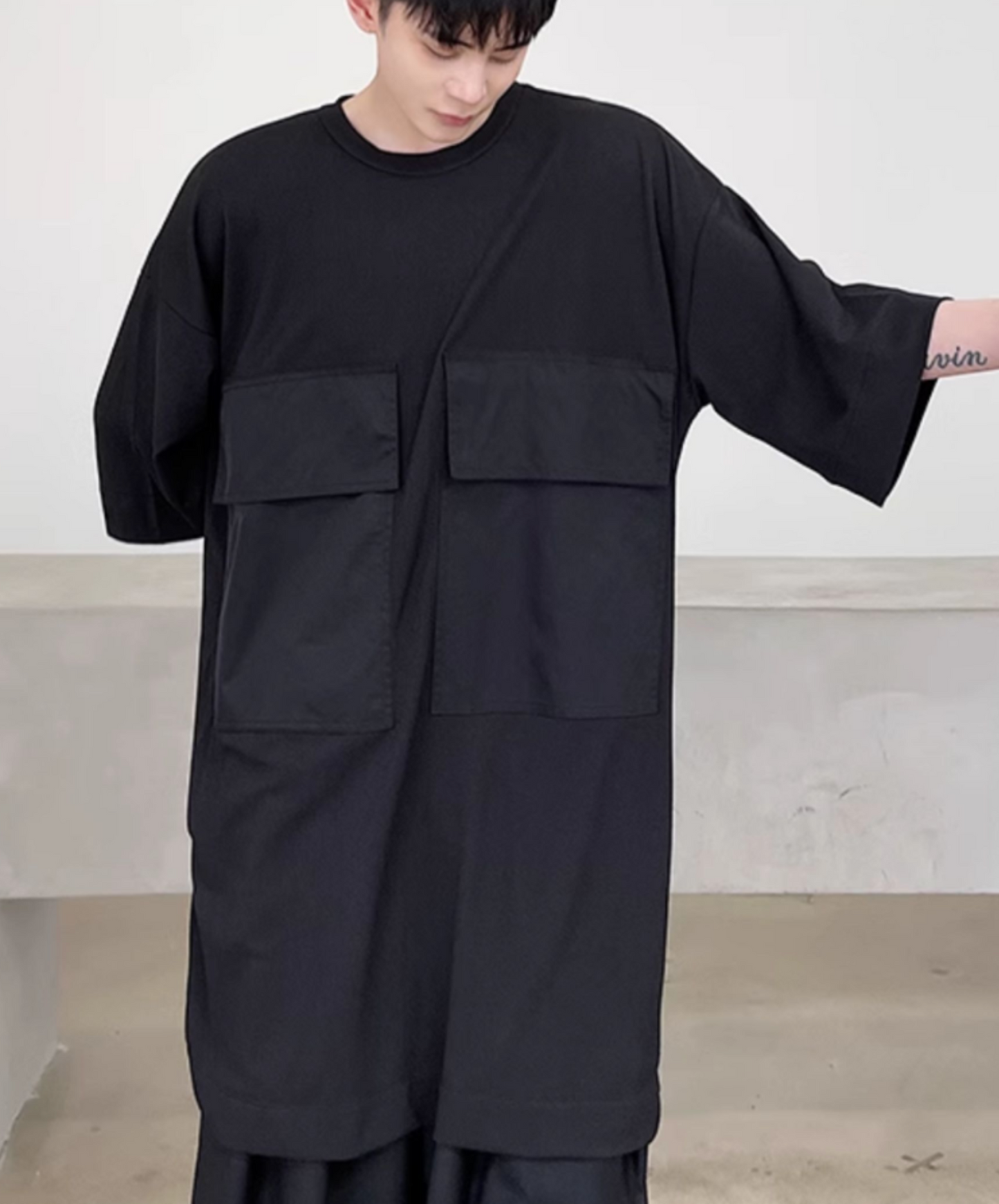 super big pocket long t-shirt EN2110