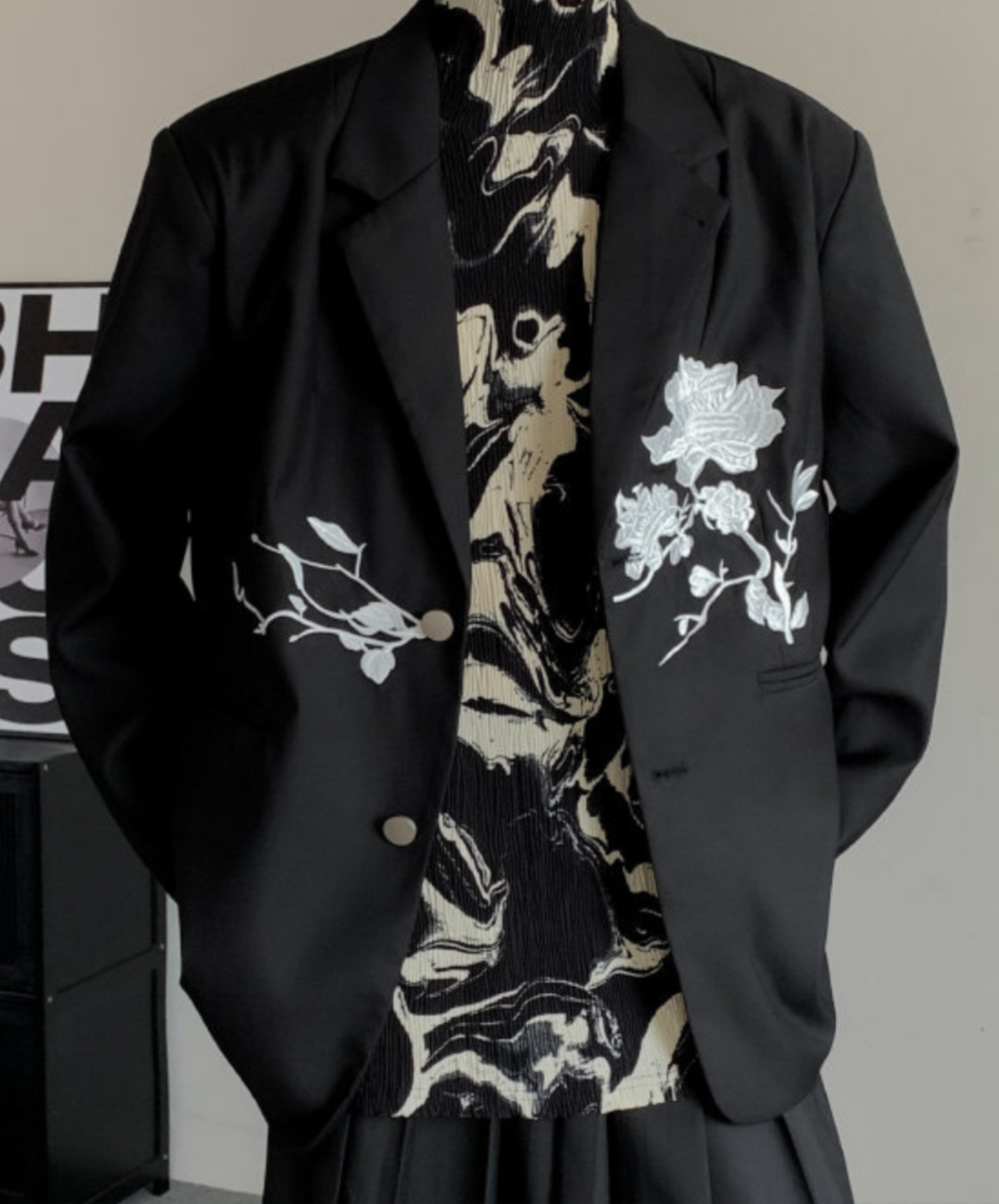 【style60】dark mode outfit set EN1863(jacket + shirt + pants set)