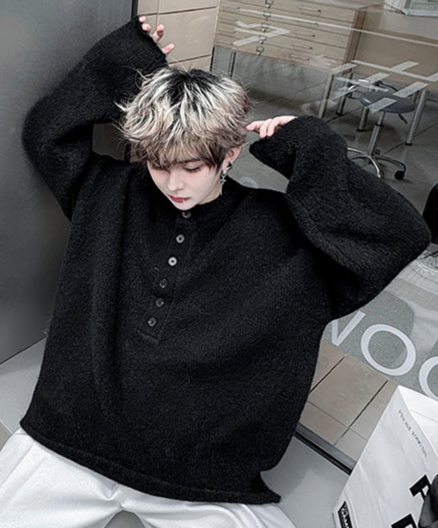 drop shoulder thick sweater EN2459