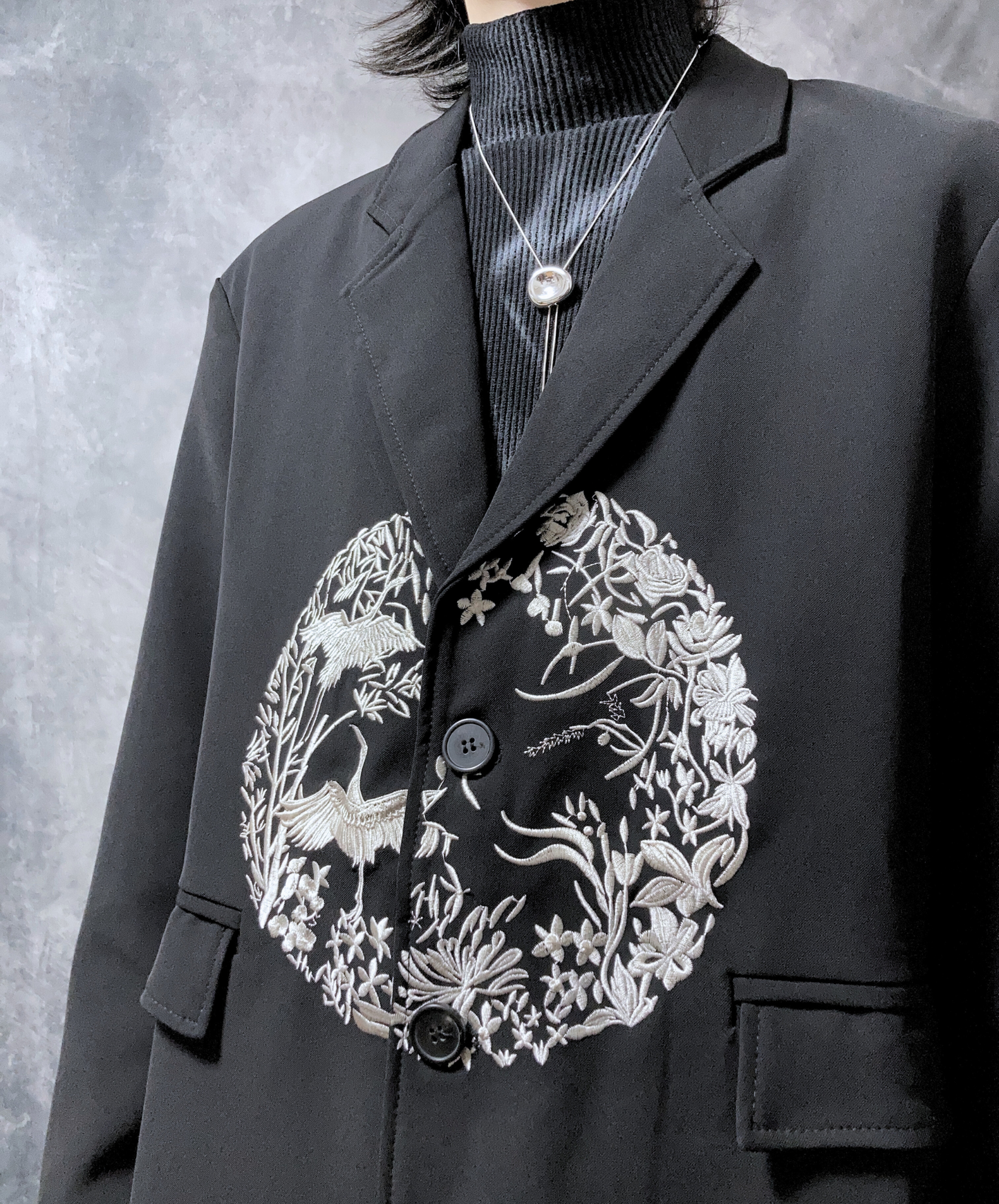 【style70】dark mode outfit set EN1909(jacket + sweater + pants set)