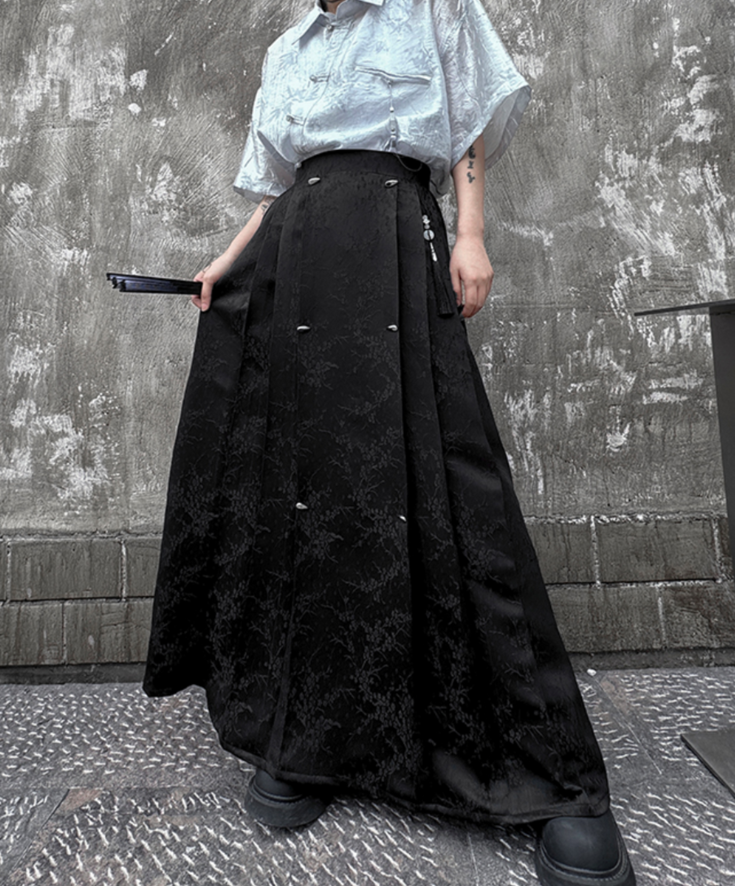 dark hanfu style pleated long skirt EN1755