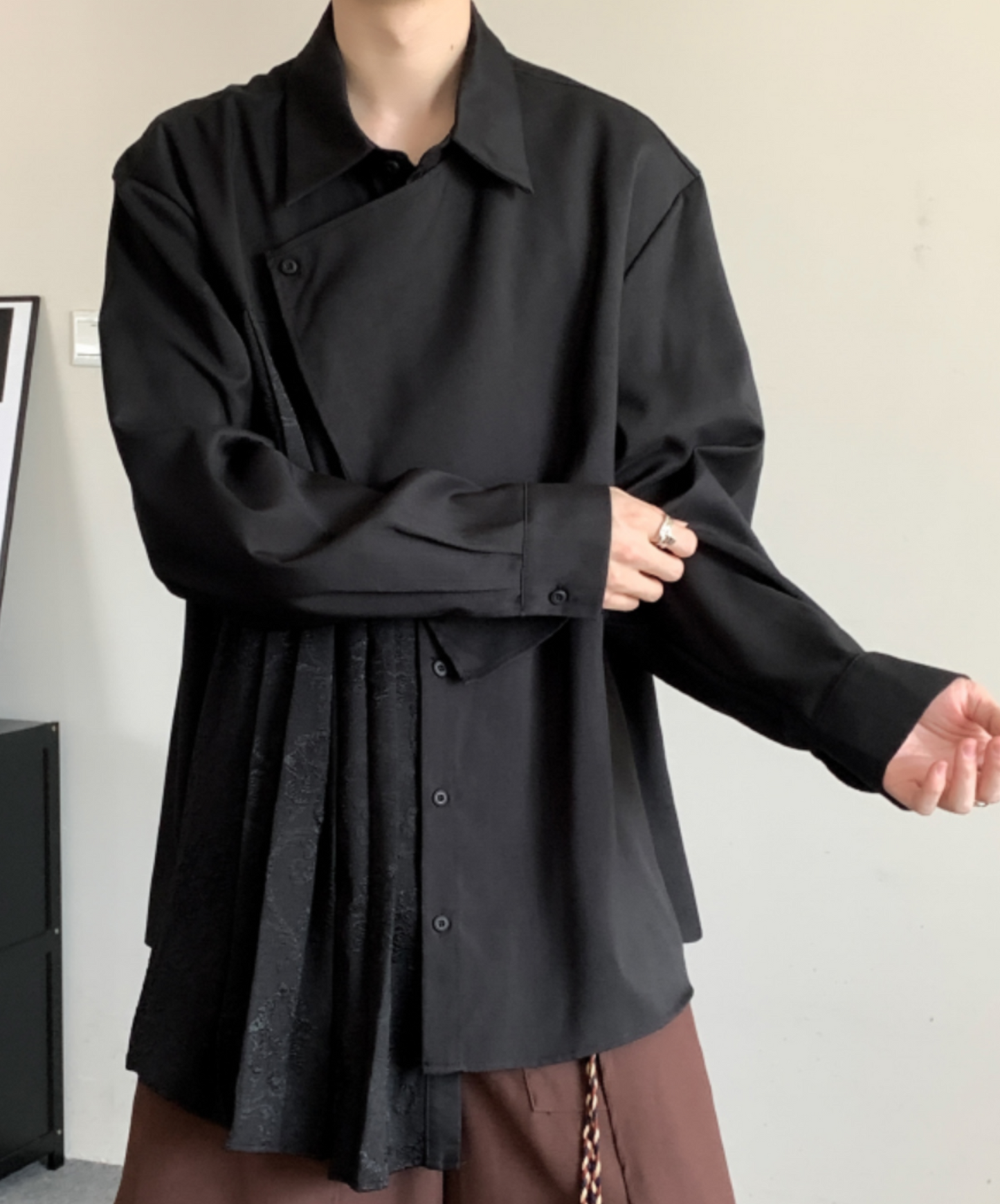 asymmetric splicing shirt EN1489