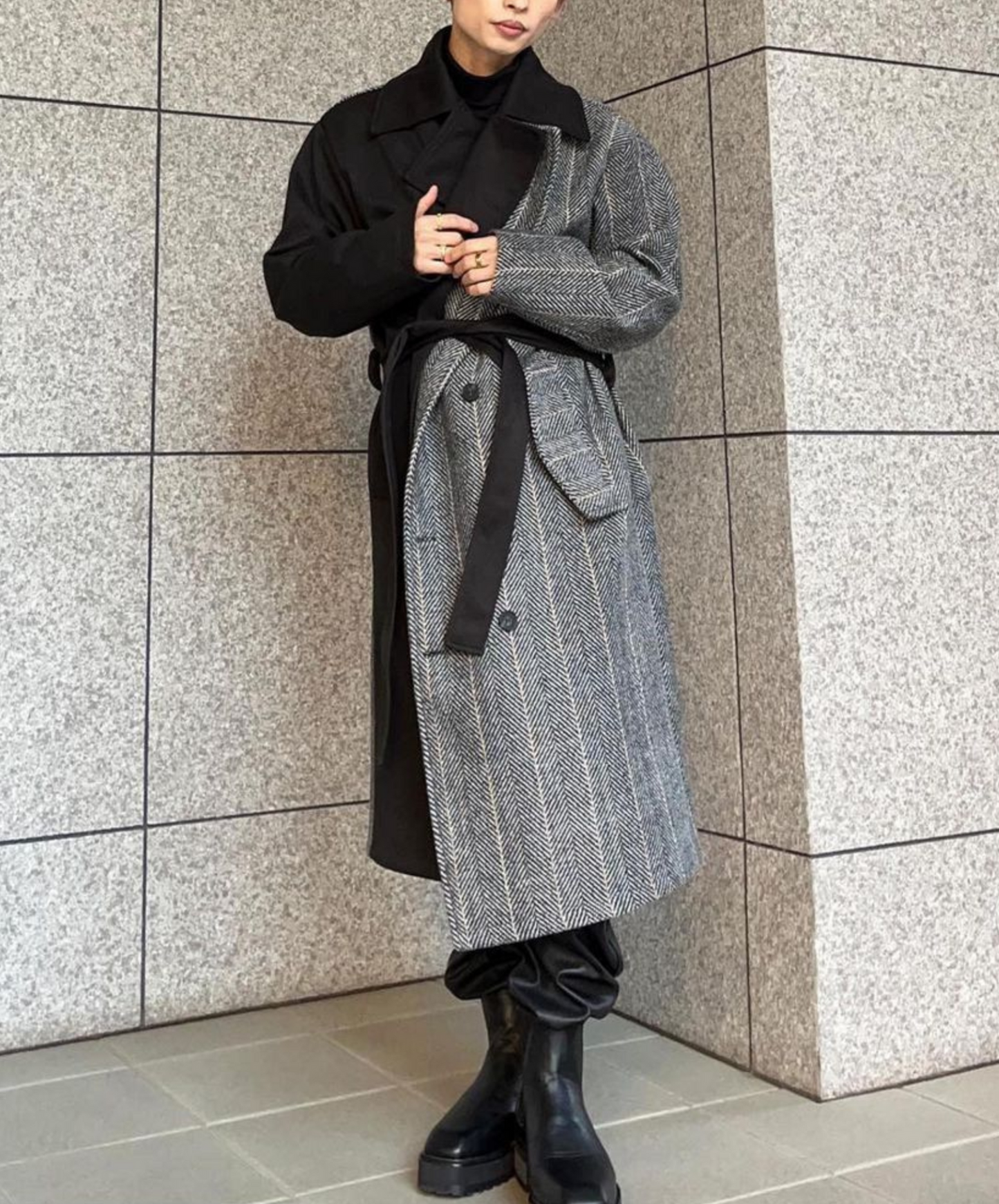 【style37】dark mode outfit set EN1410( coat+ pants set)