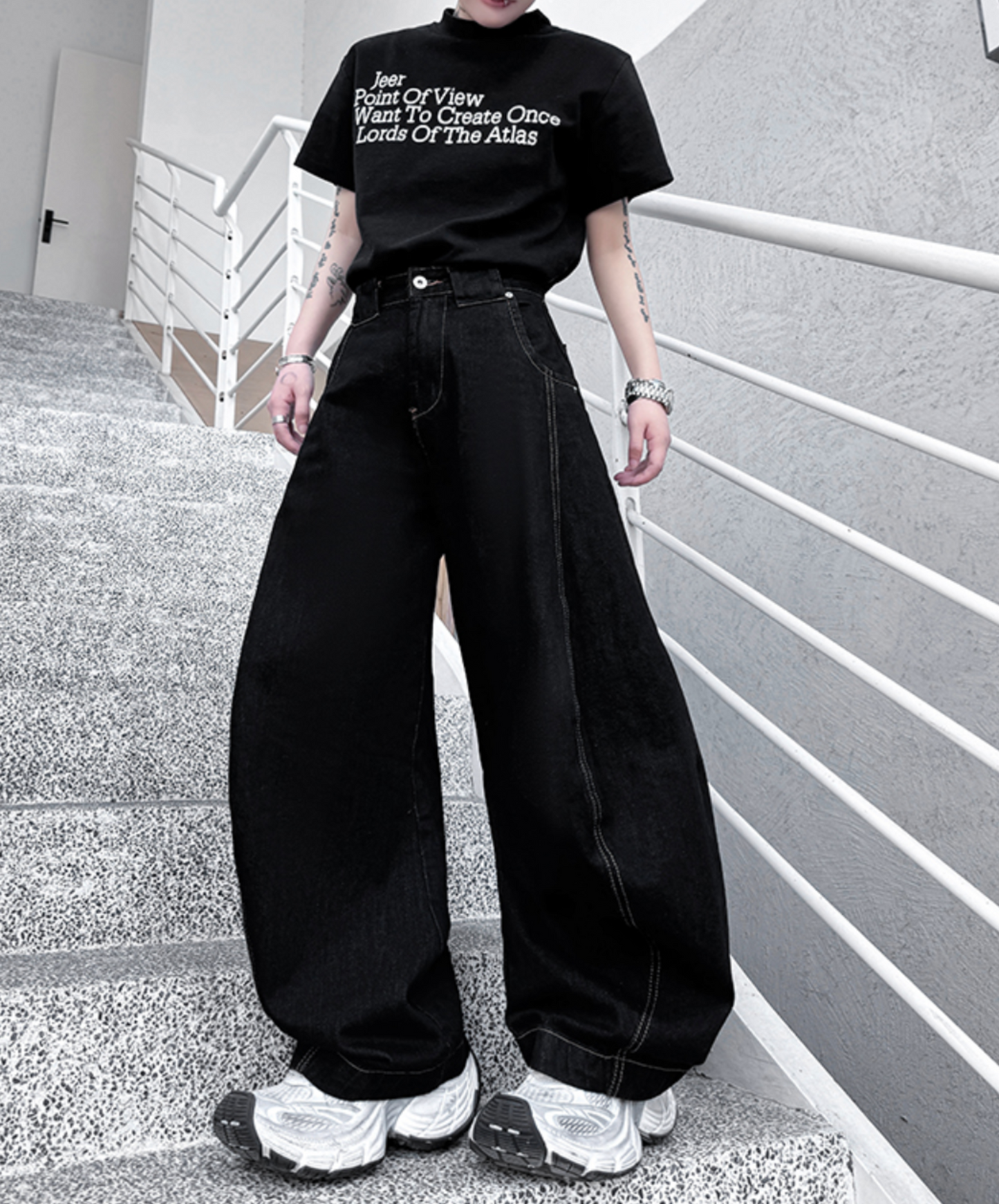 retro straight loose style wide pants EN2099