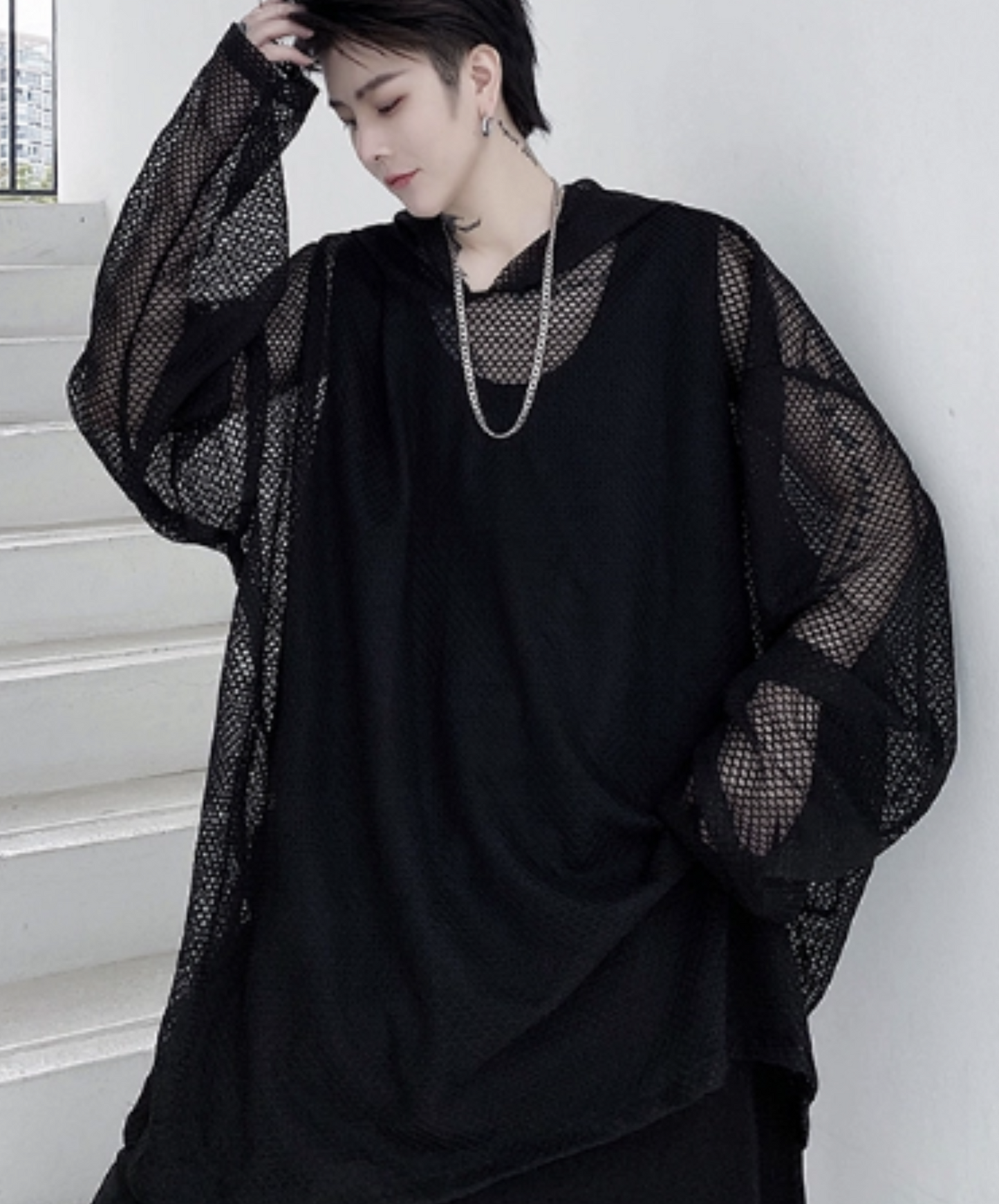 dark mesh hoodie EN1133