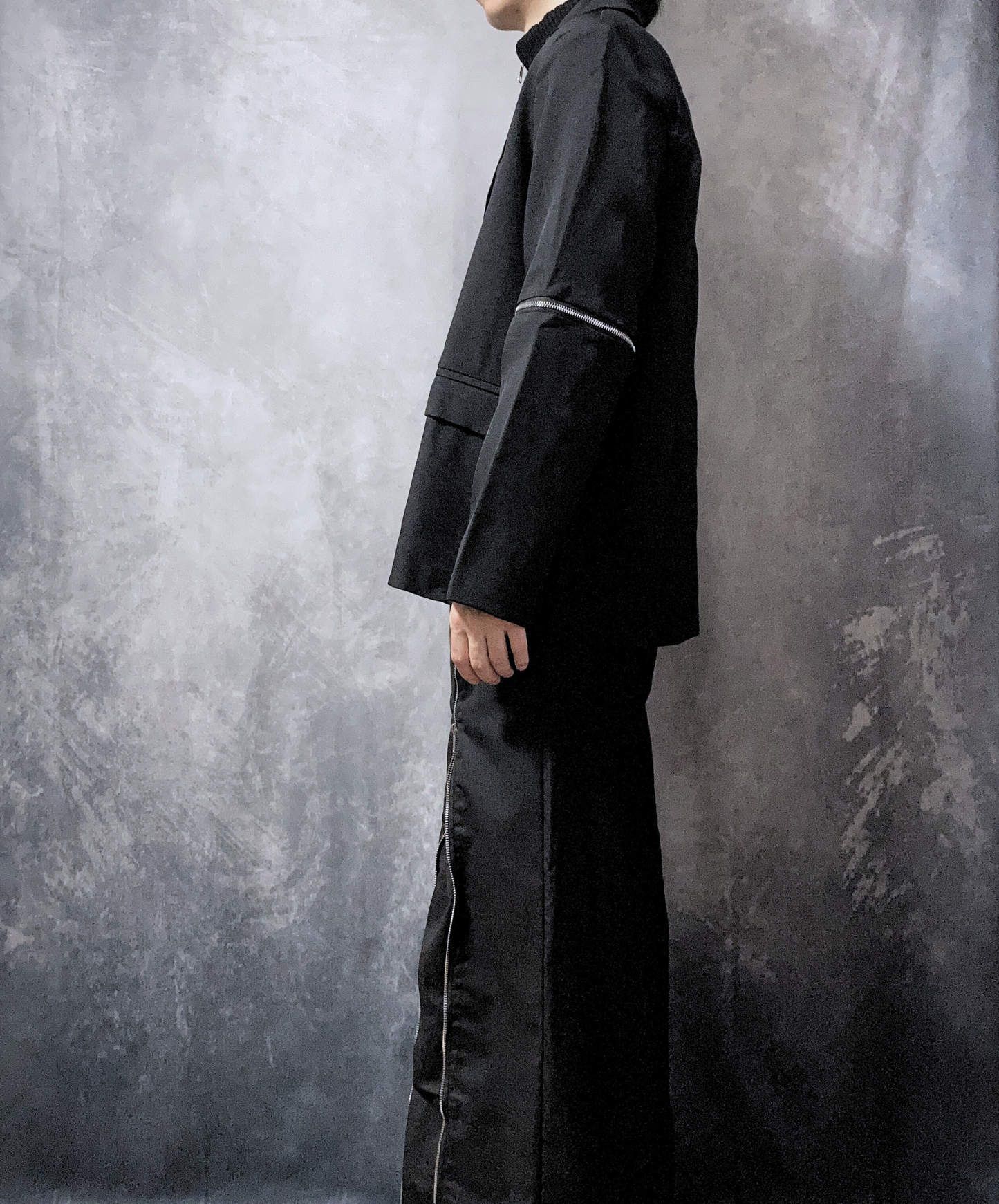 【style64】dark mode outfit set EN1883(jacket + sweater + pants set)