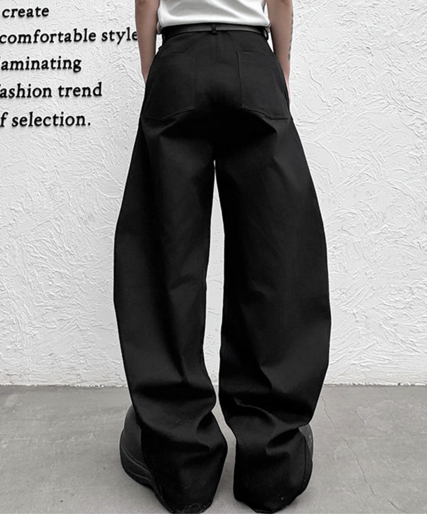 dark special curved silhouette wide pants EN2363