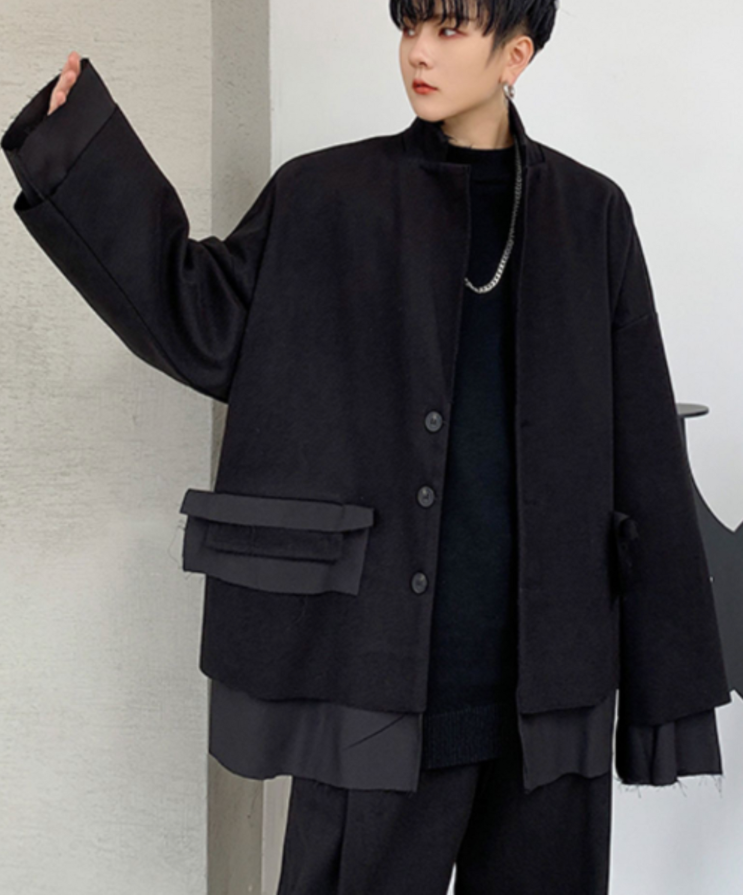 dark fake two-piece blunt cut jacket EN2374
