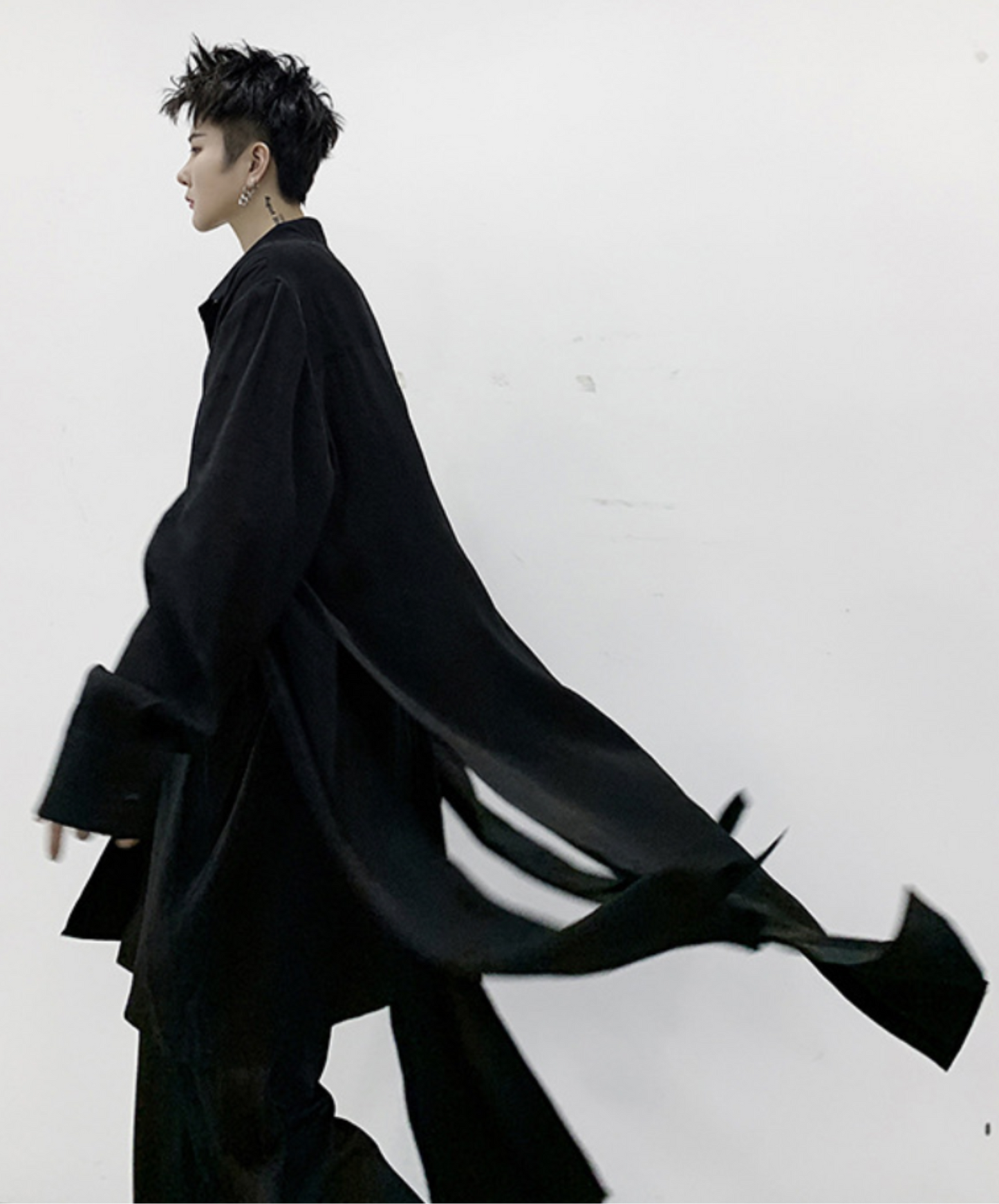 dark layered cloak drape long shirt EN2139