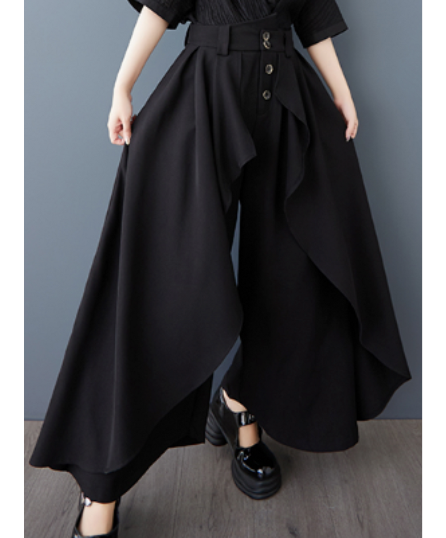 dark retro chinese style drape wide pants EN2182