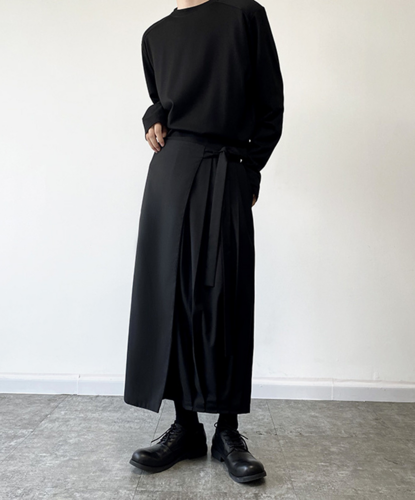 dark layered cropped straight leg pants EN916