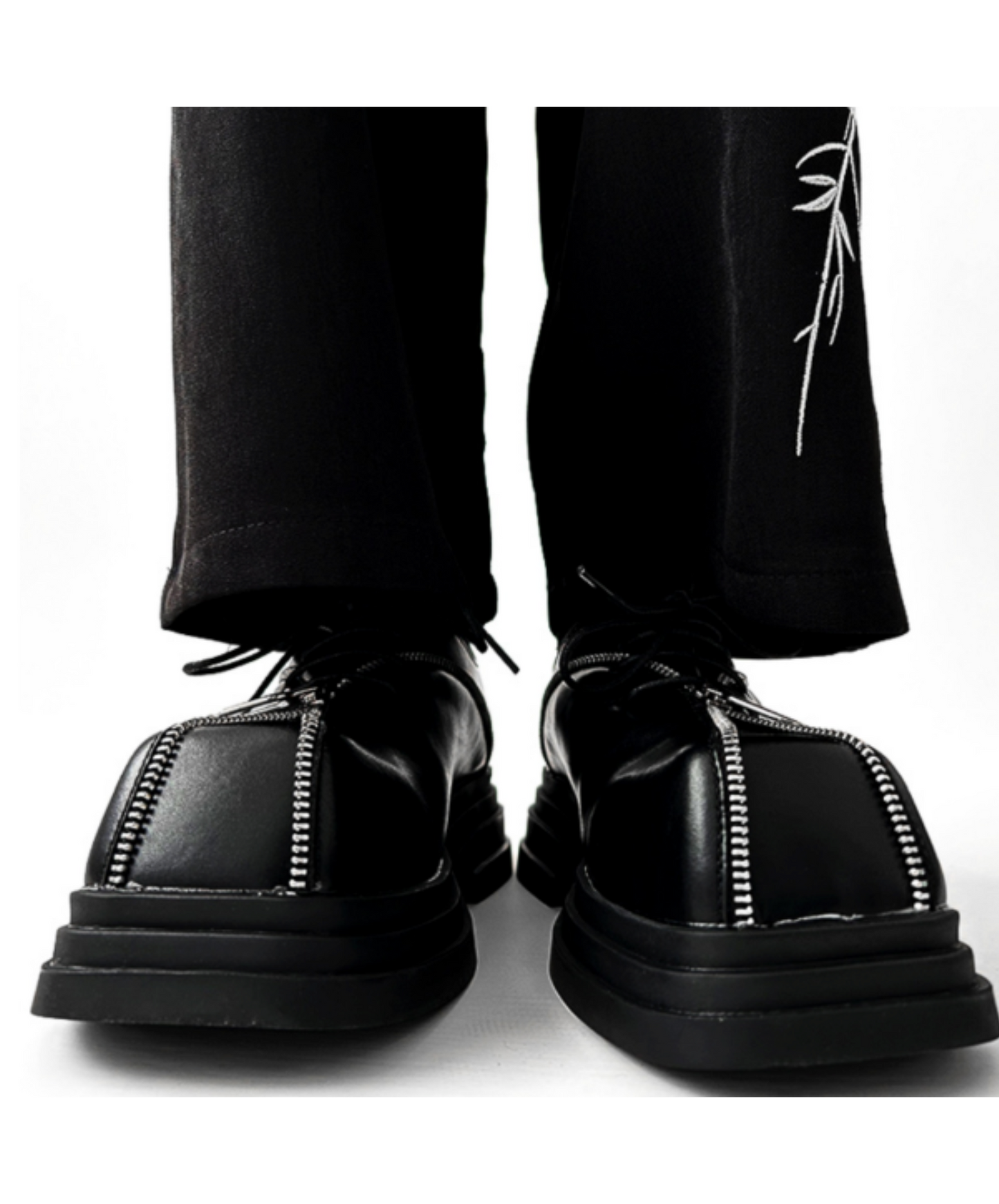 square head punk zipper design shoes EN1921