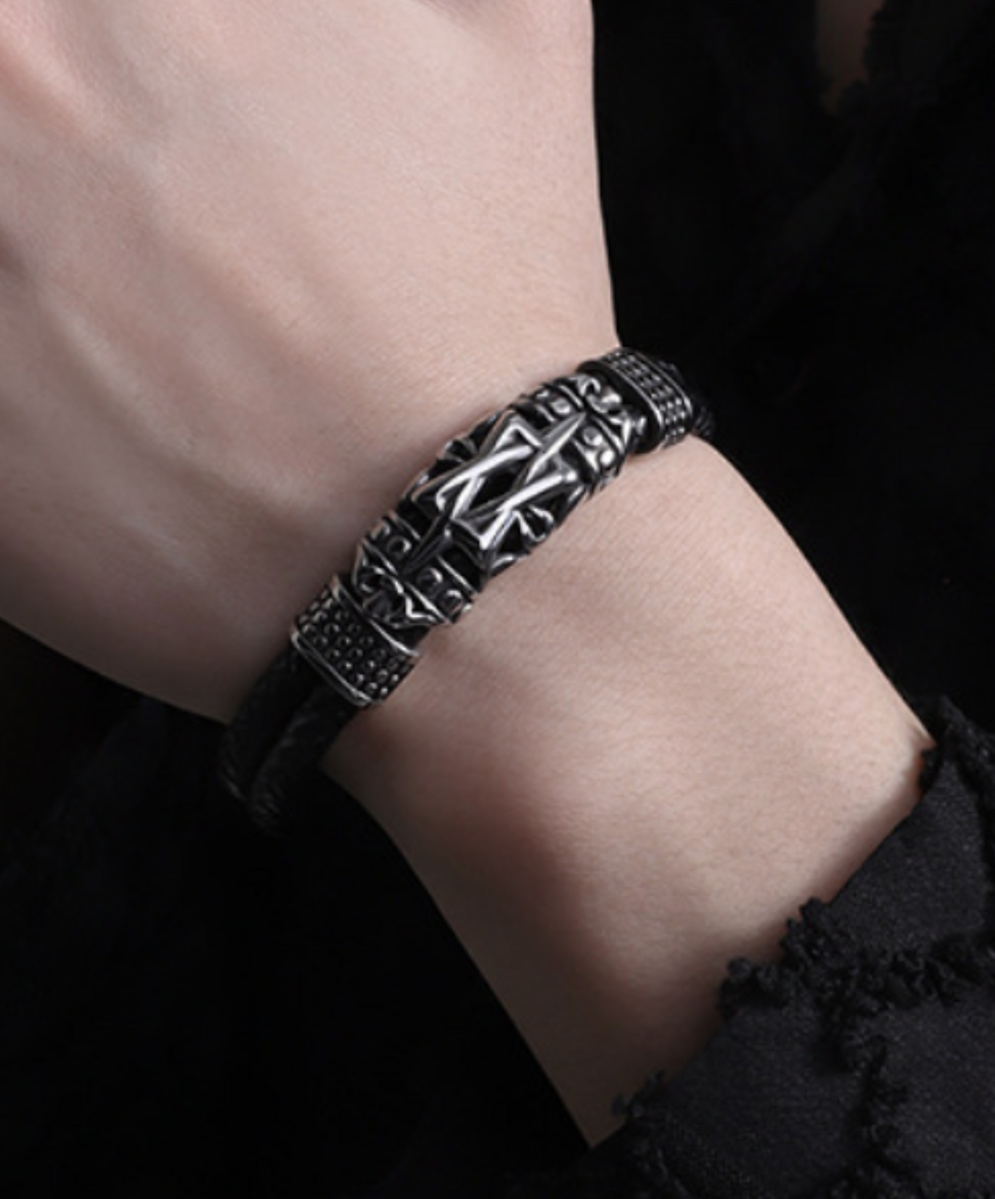 hexagram motif mixed materials bracelet EN2297