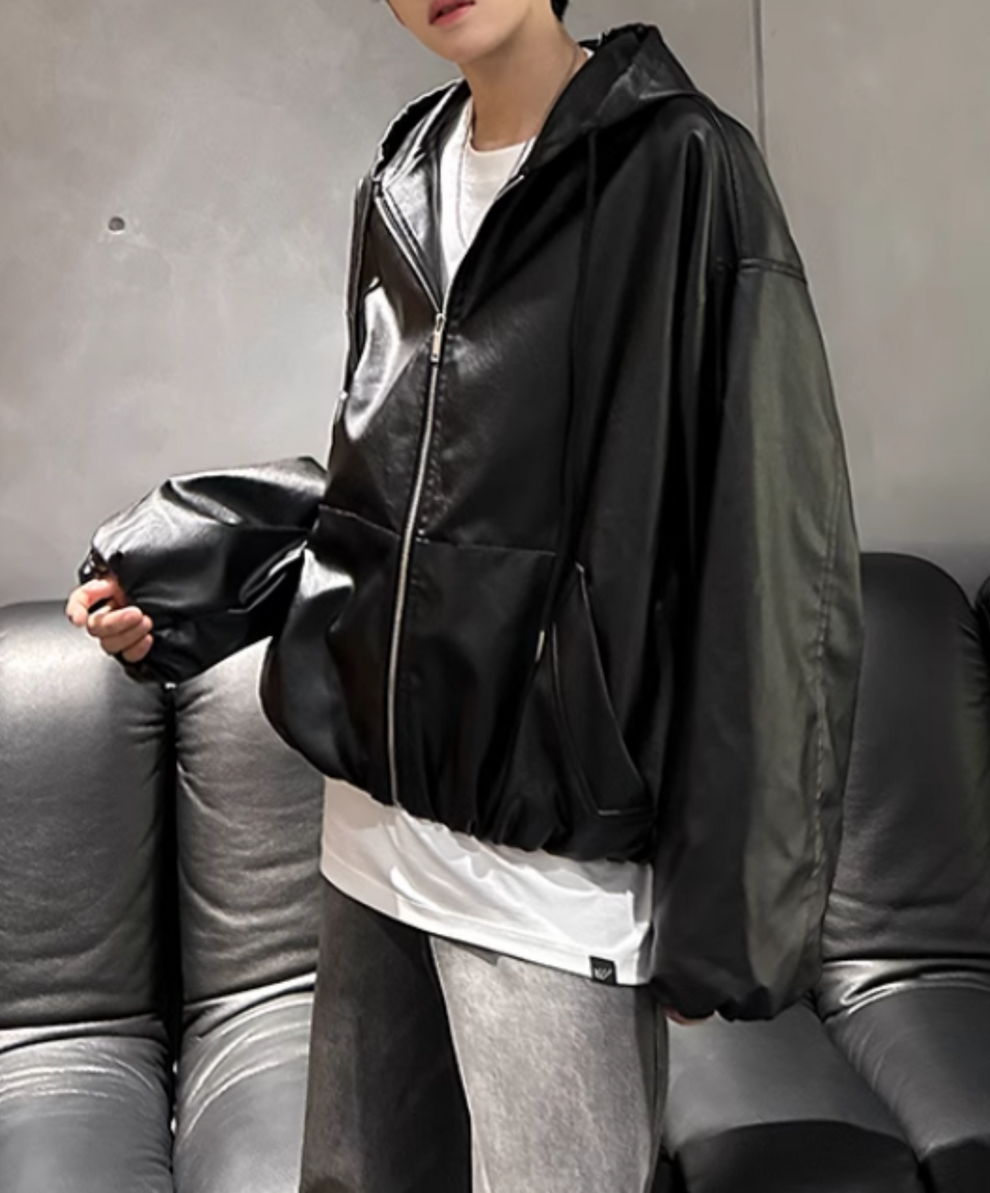lantern sleeve leather jacket EN1859