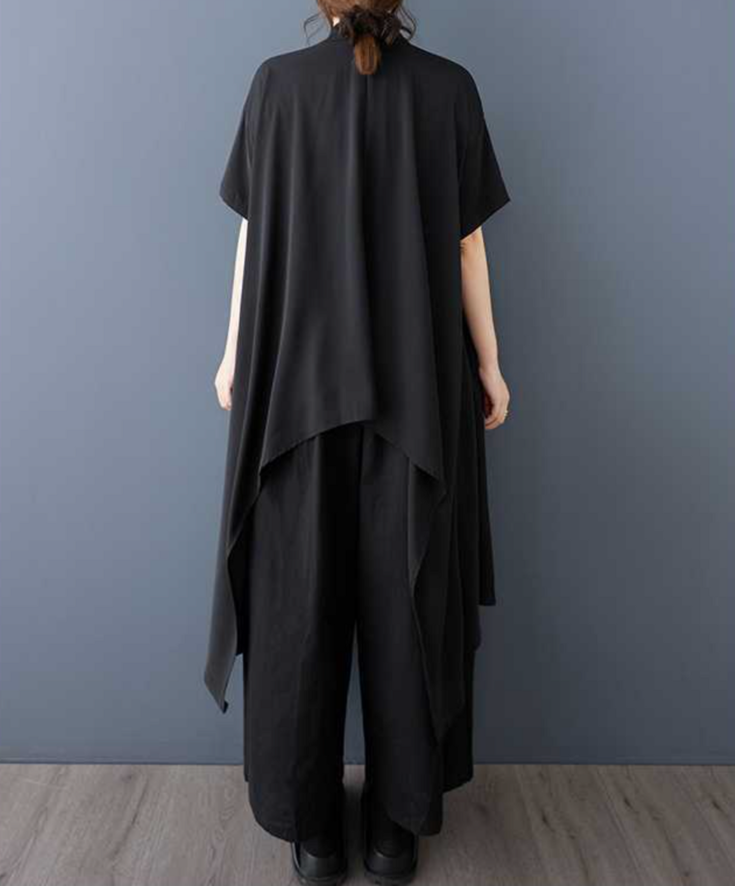 tucked chiffon drape long shirt EN2274