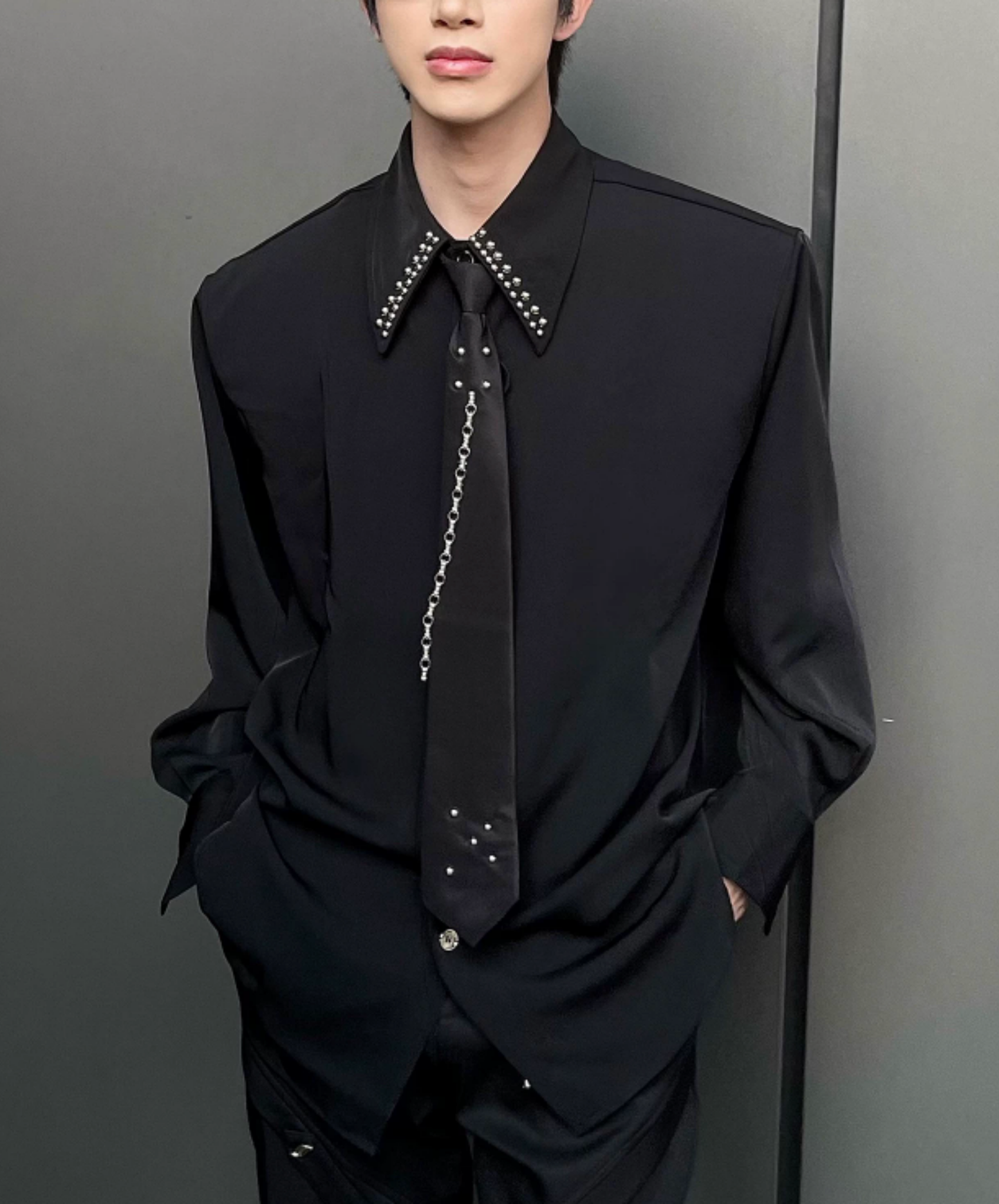 metal rivet tie included shirt EN2852