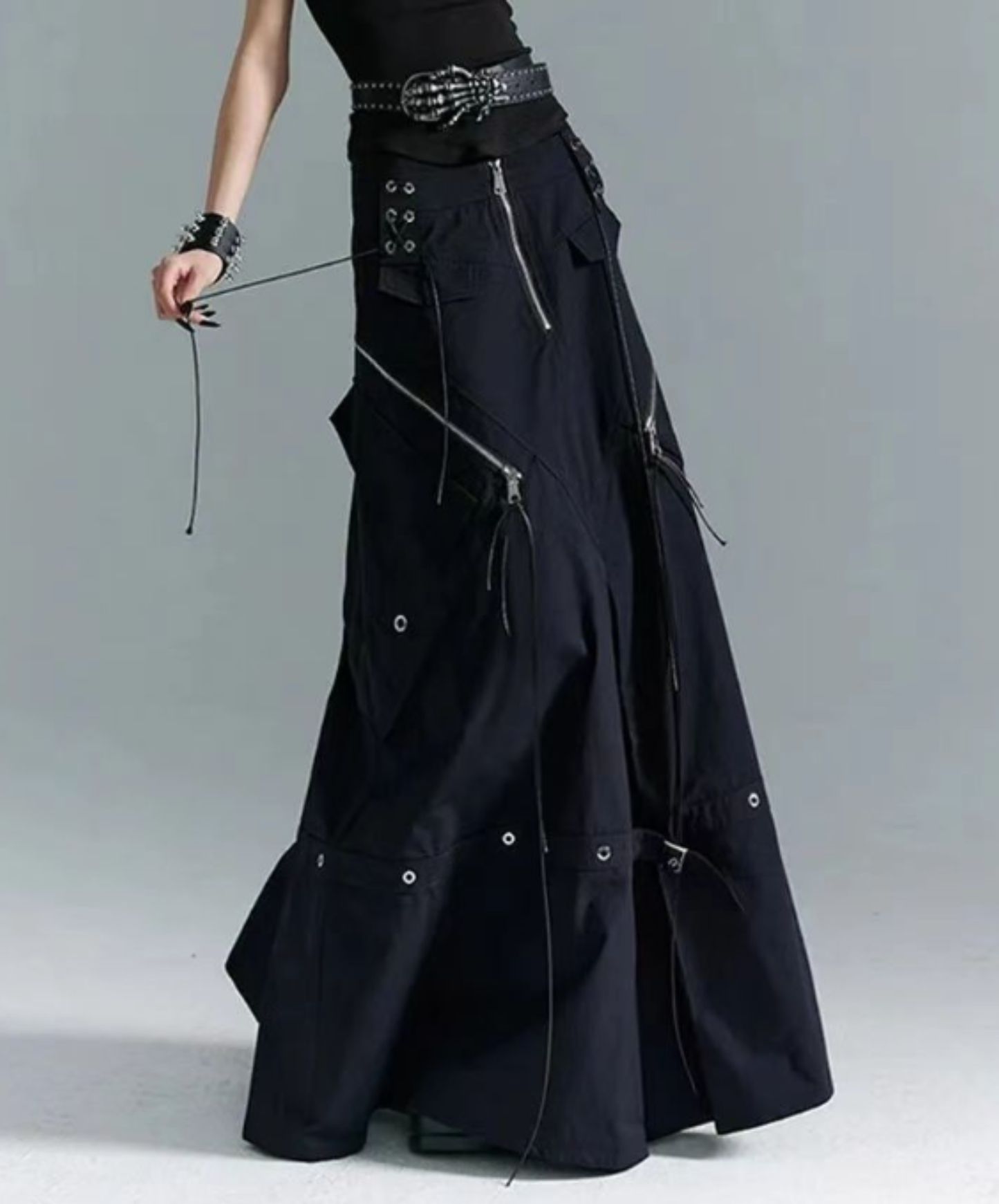 dark high waist metal decoration skirt EN2909
