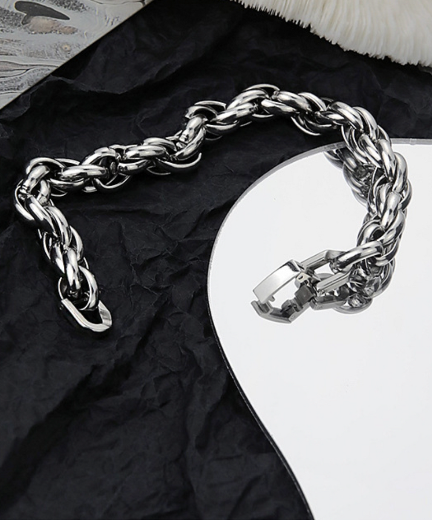 wave line silver chain bracelet EN2063
