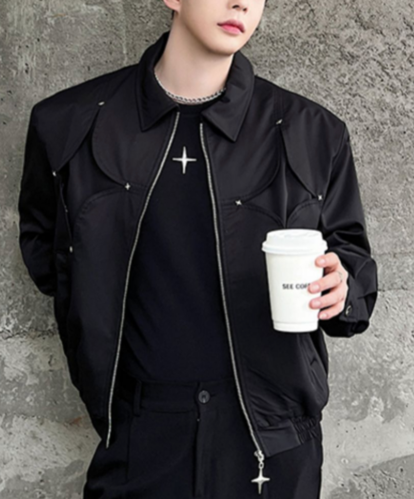 star-shaped rivet design jacket EN2364
