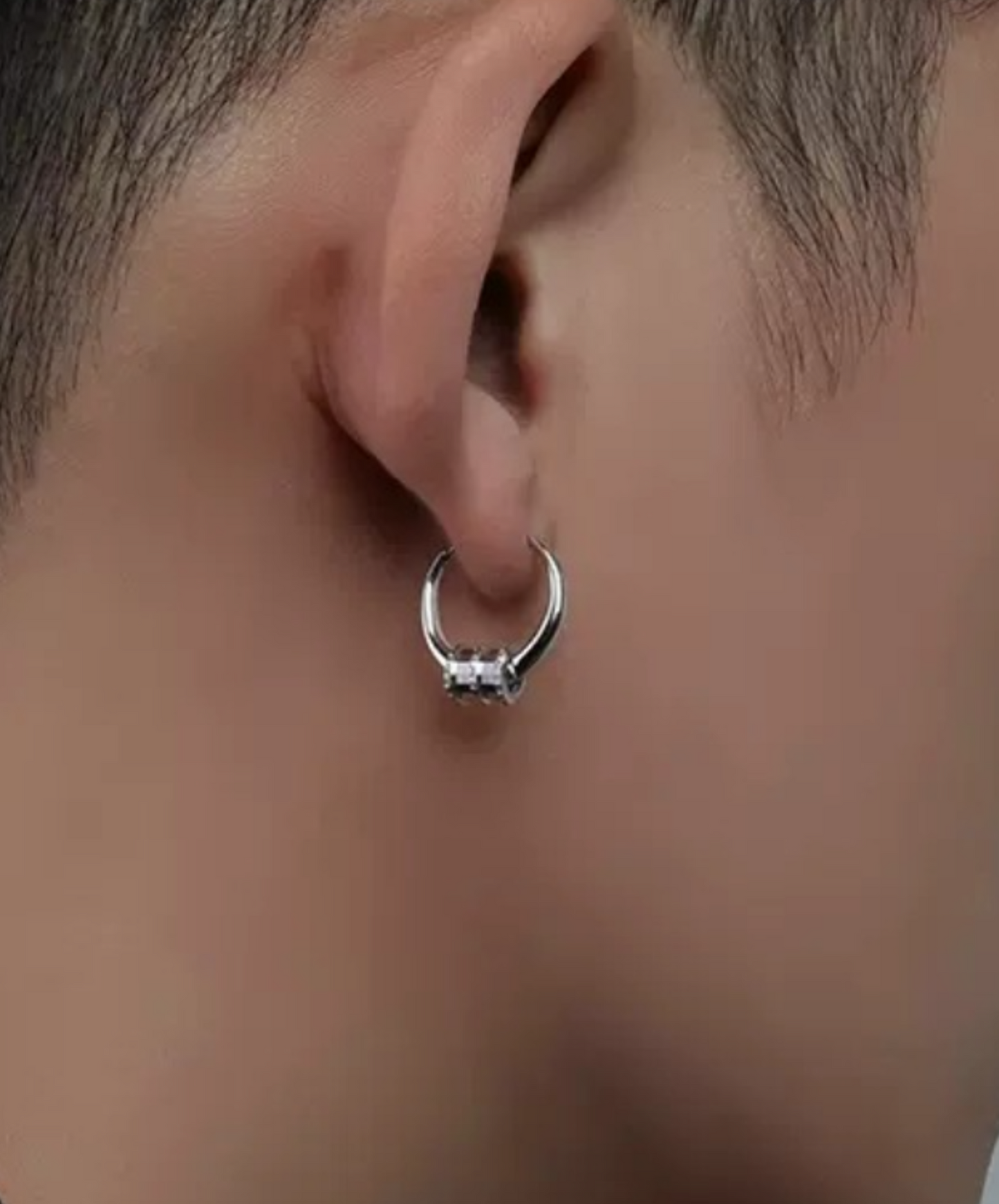 silver hoop in ring earrings EN1617