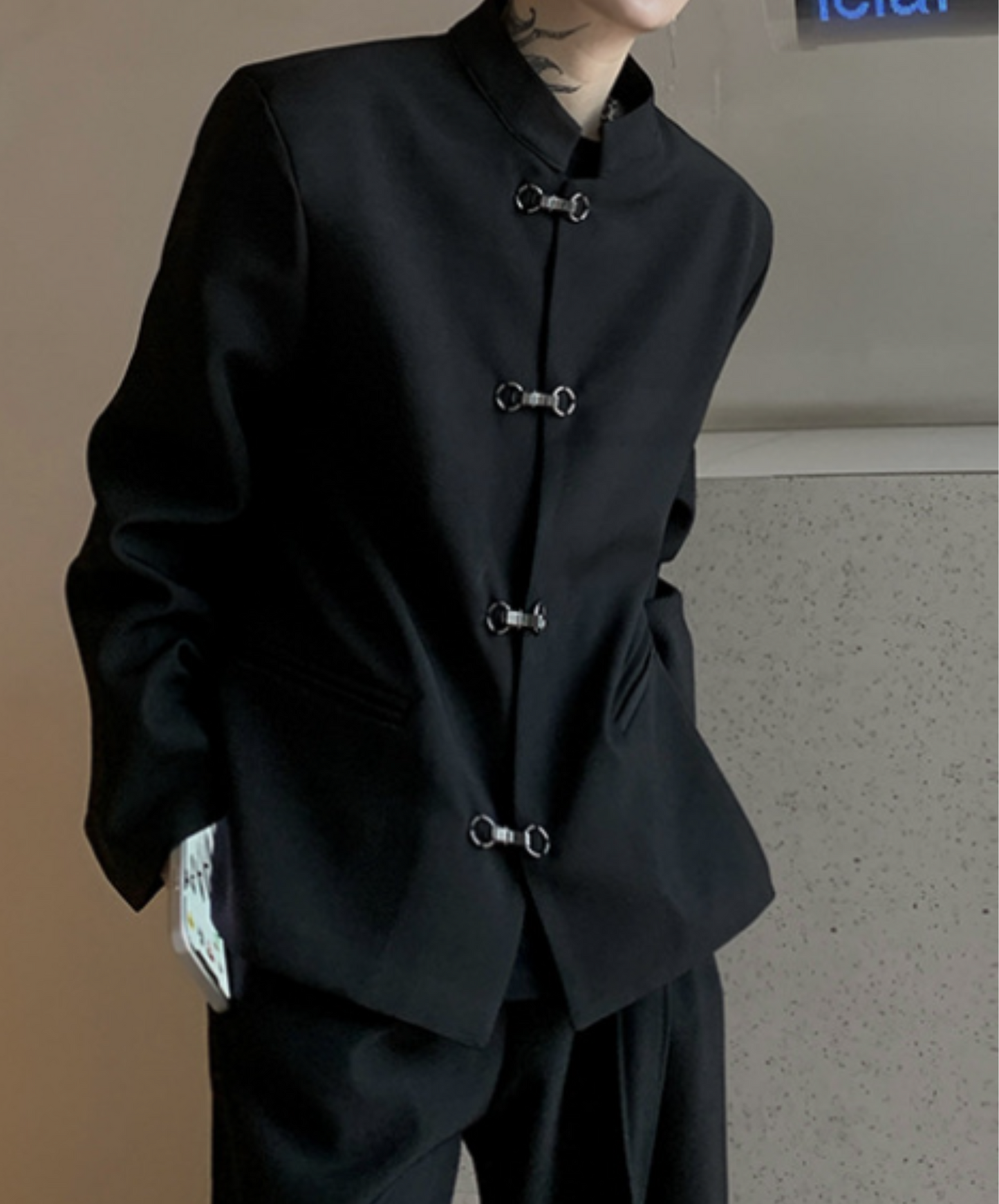 【style68】dark mode outfit set EN1892(jacket + shirt + pants set)