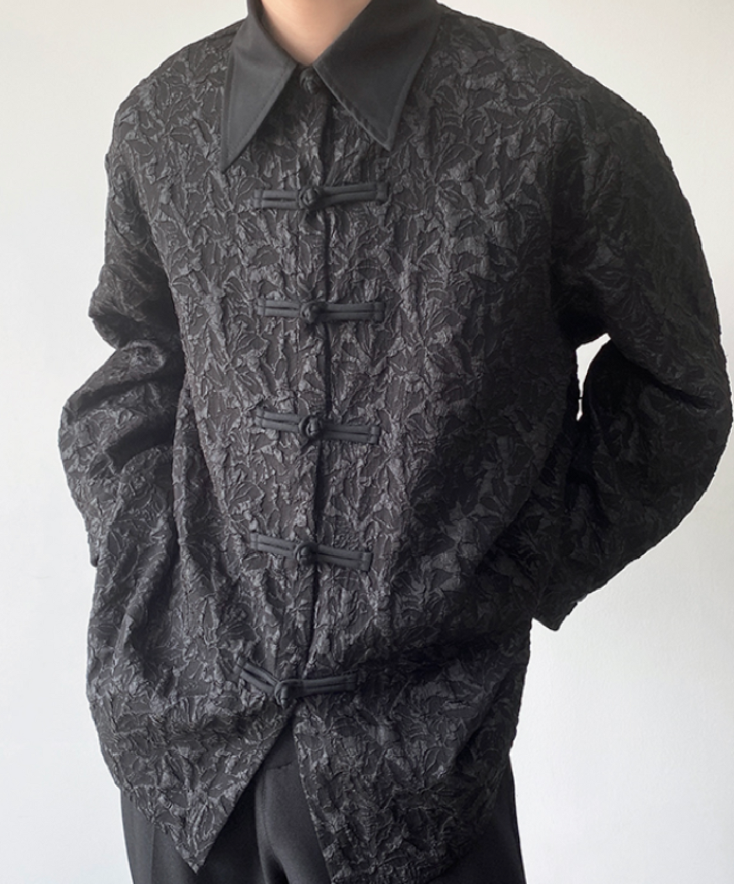 dark 3d embroidered jacquard shirt EN2365