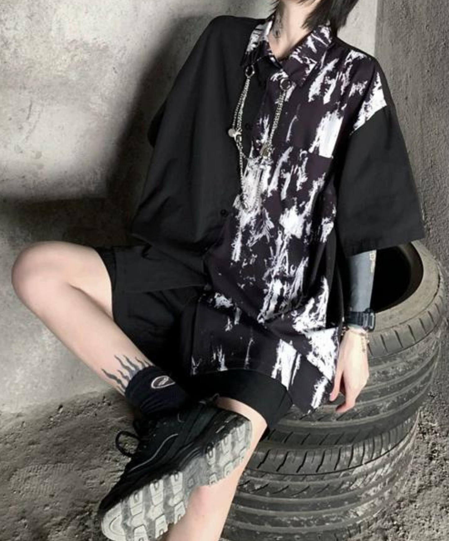 half ink dyeing shirt EN1076