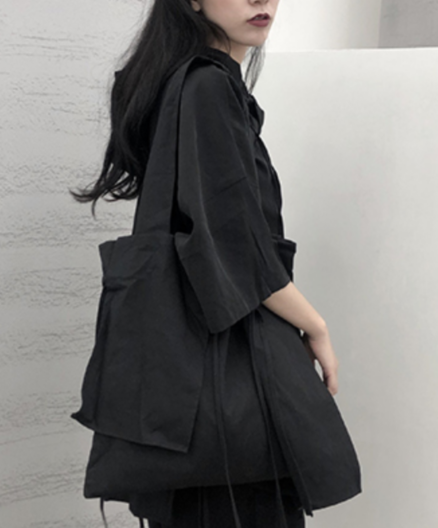 dark black ribbon shoulder bag EN1537