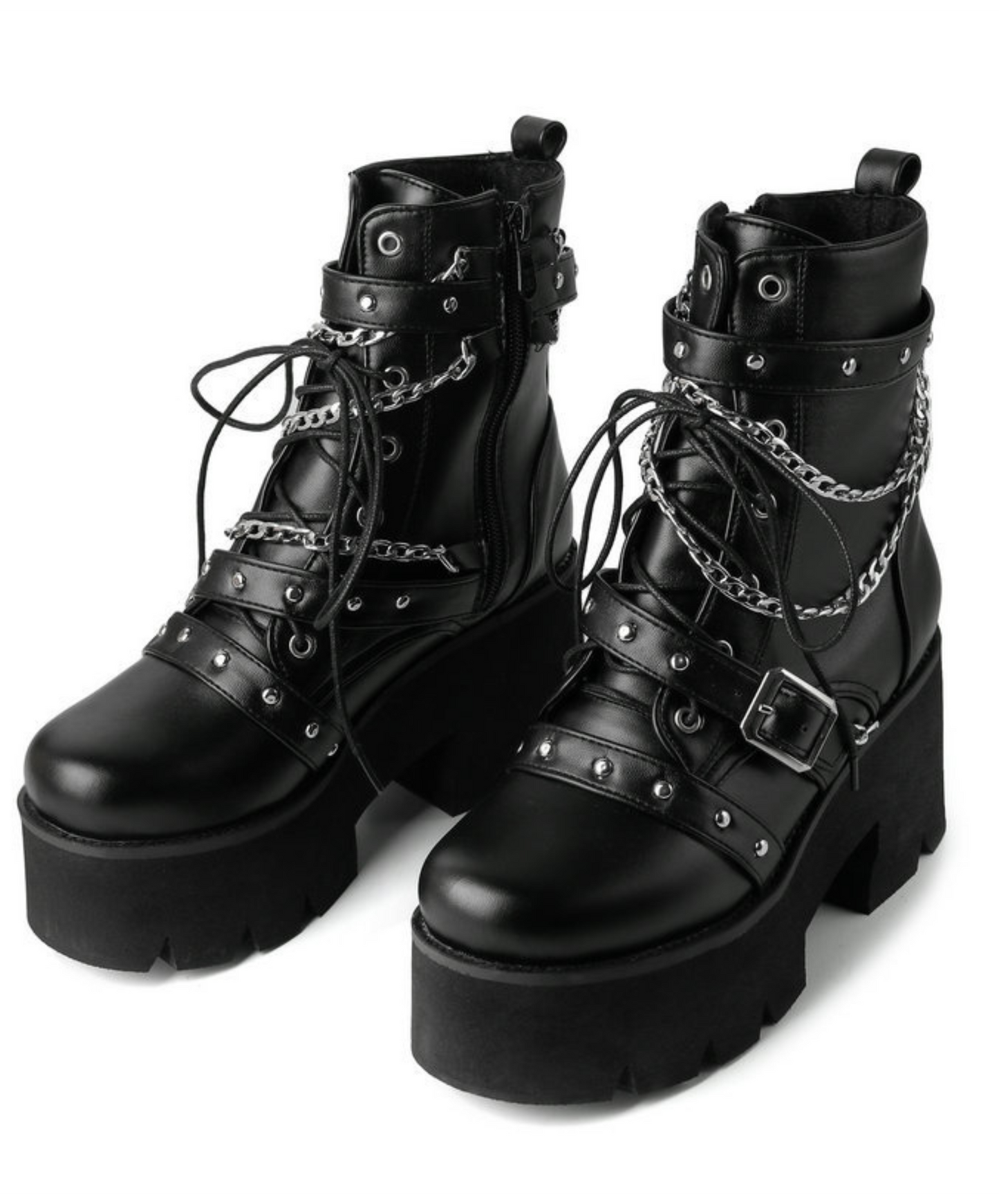 double chain belt platform boots EN1108