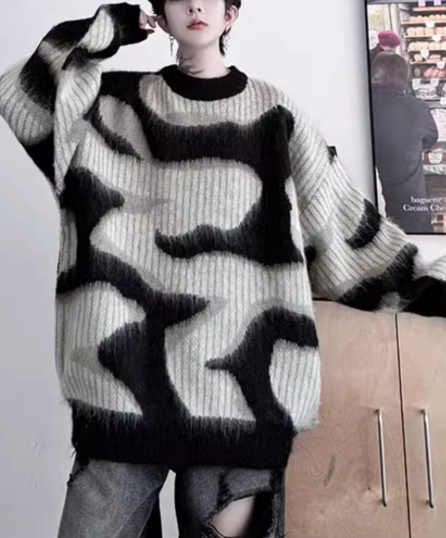 monotone marble sweater EN1873