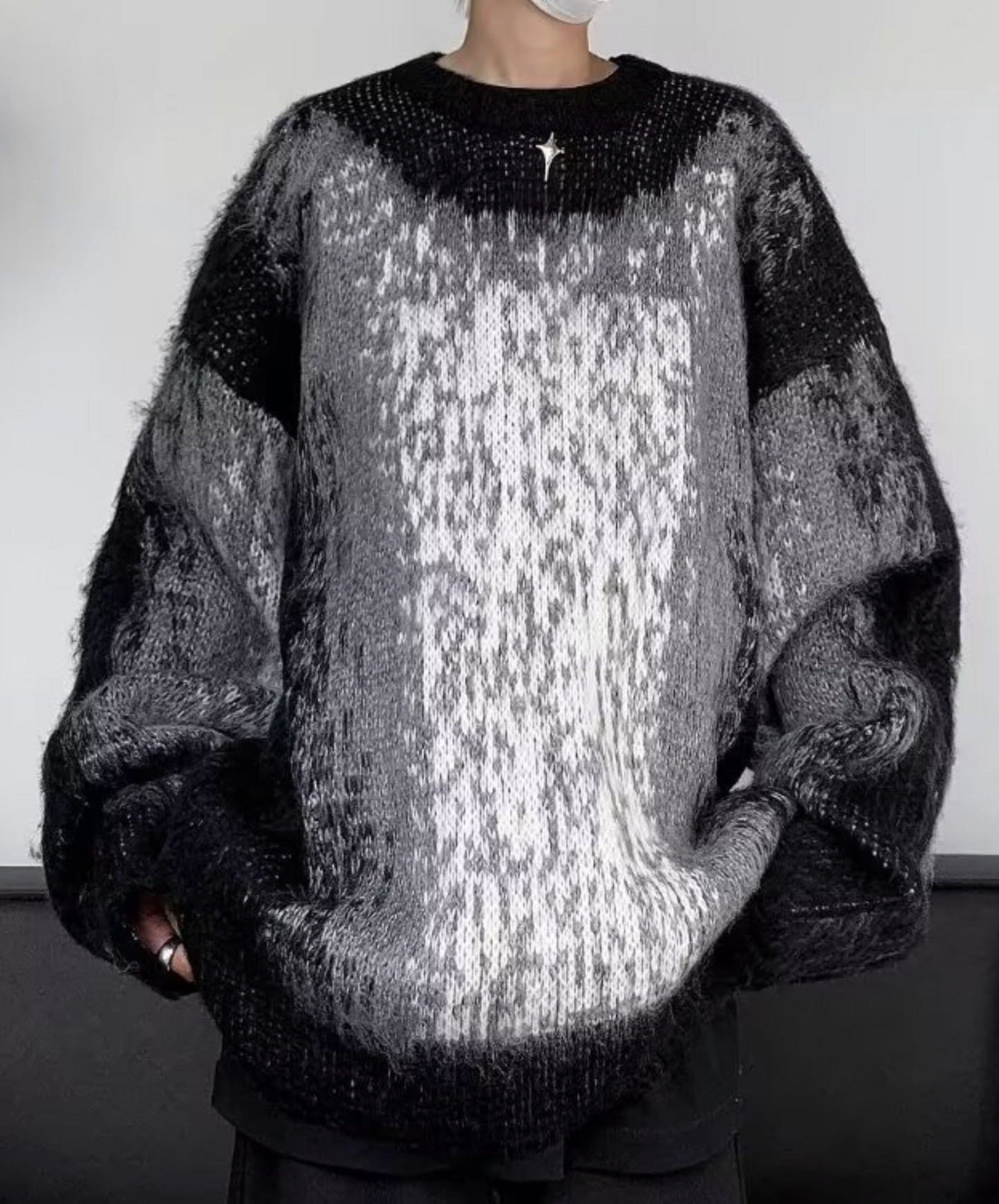 mosaic pattern dyeing sweater EN2495