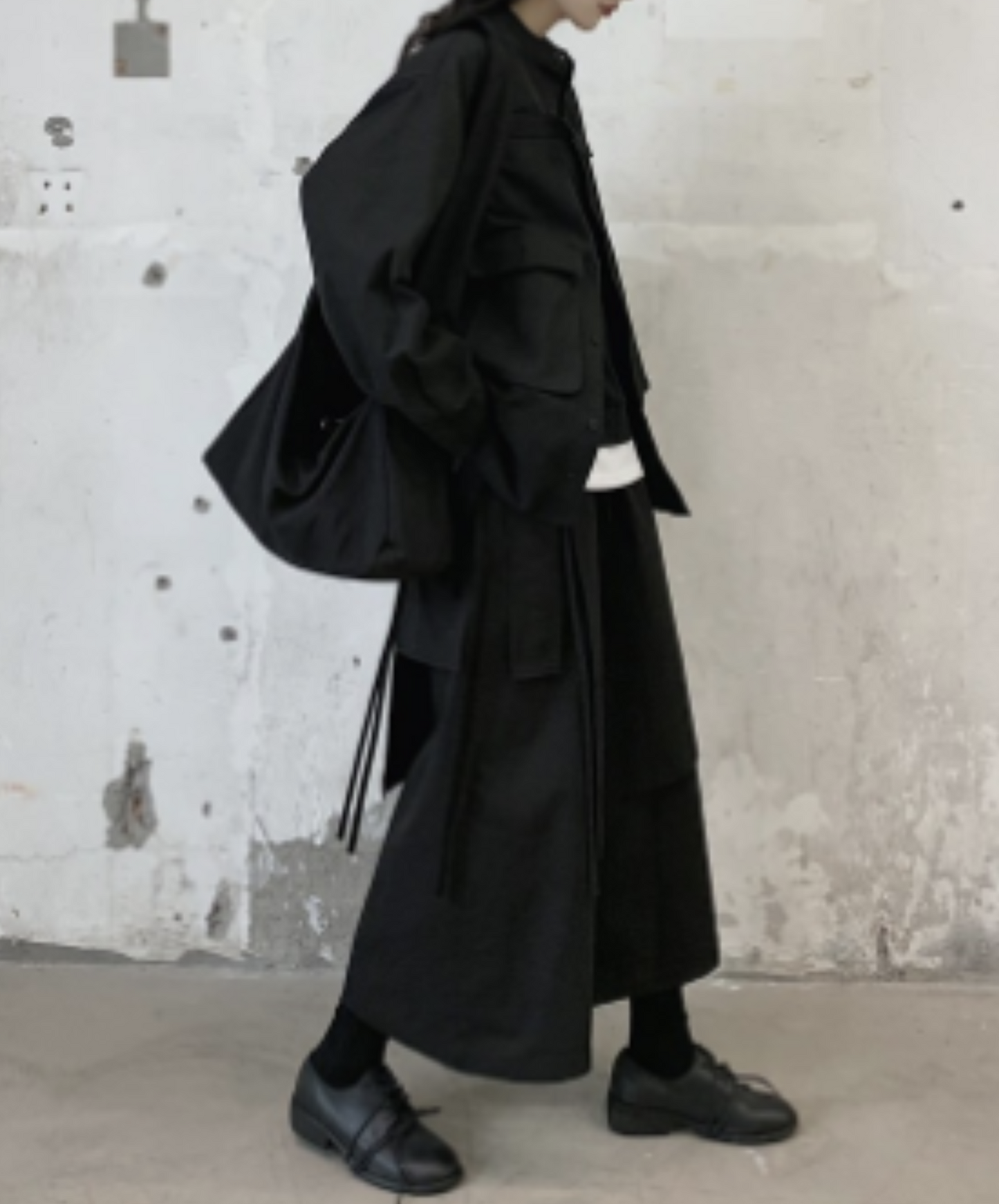 dark wide layered hakama pants EN1124