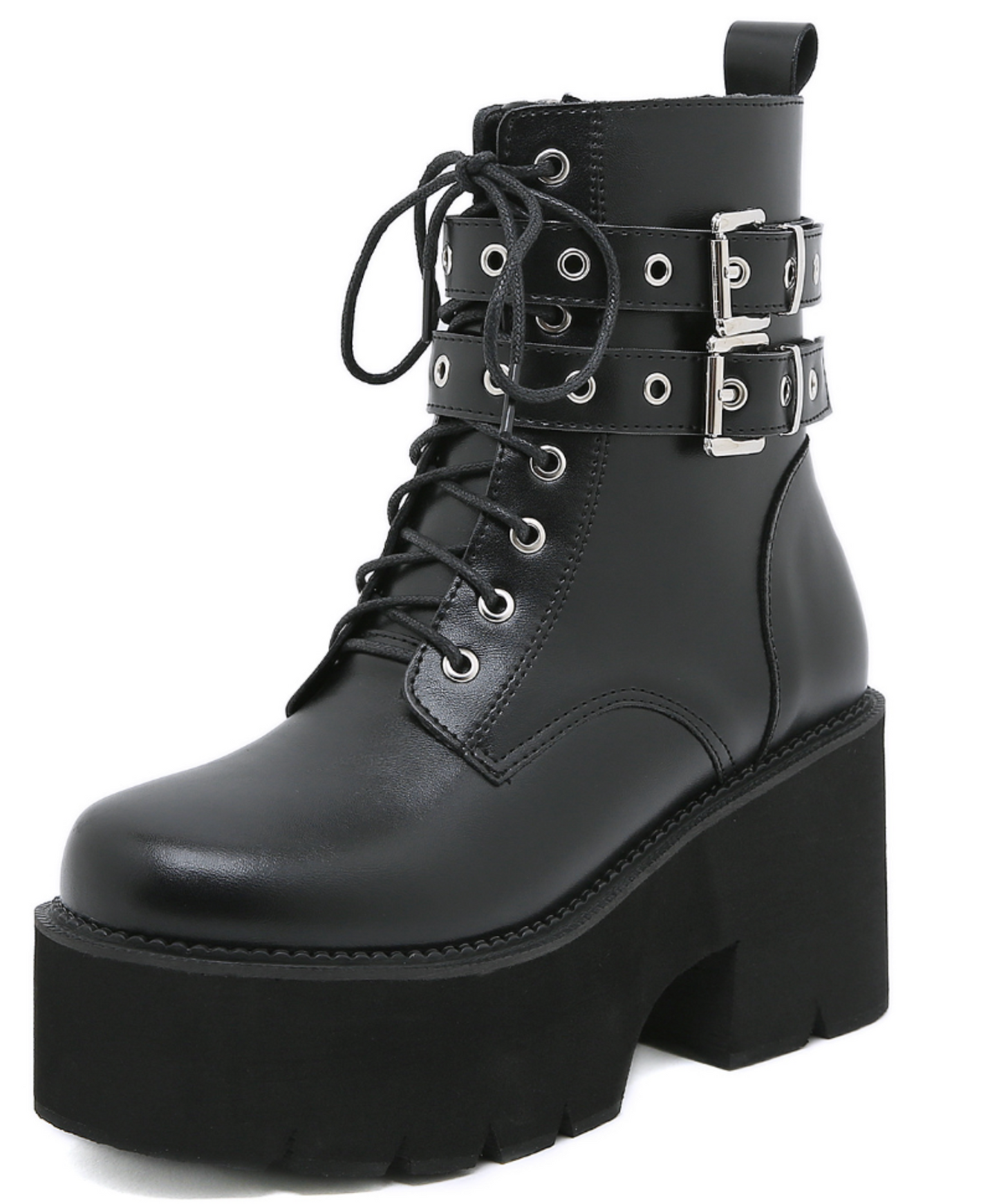 simple double belt design zip up boots EN2315