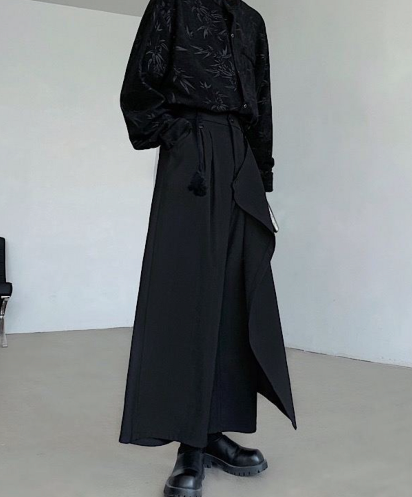 dark chinese style 2way casual wide pants EN1608