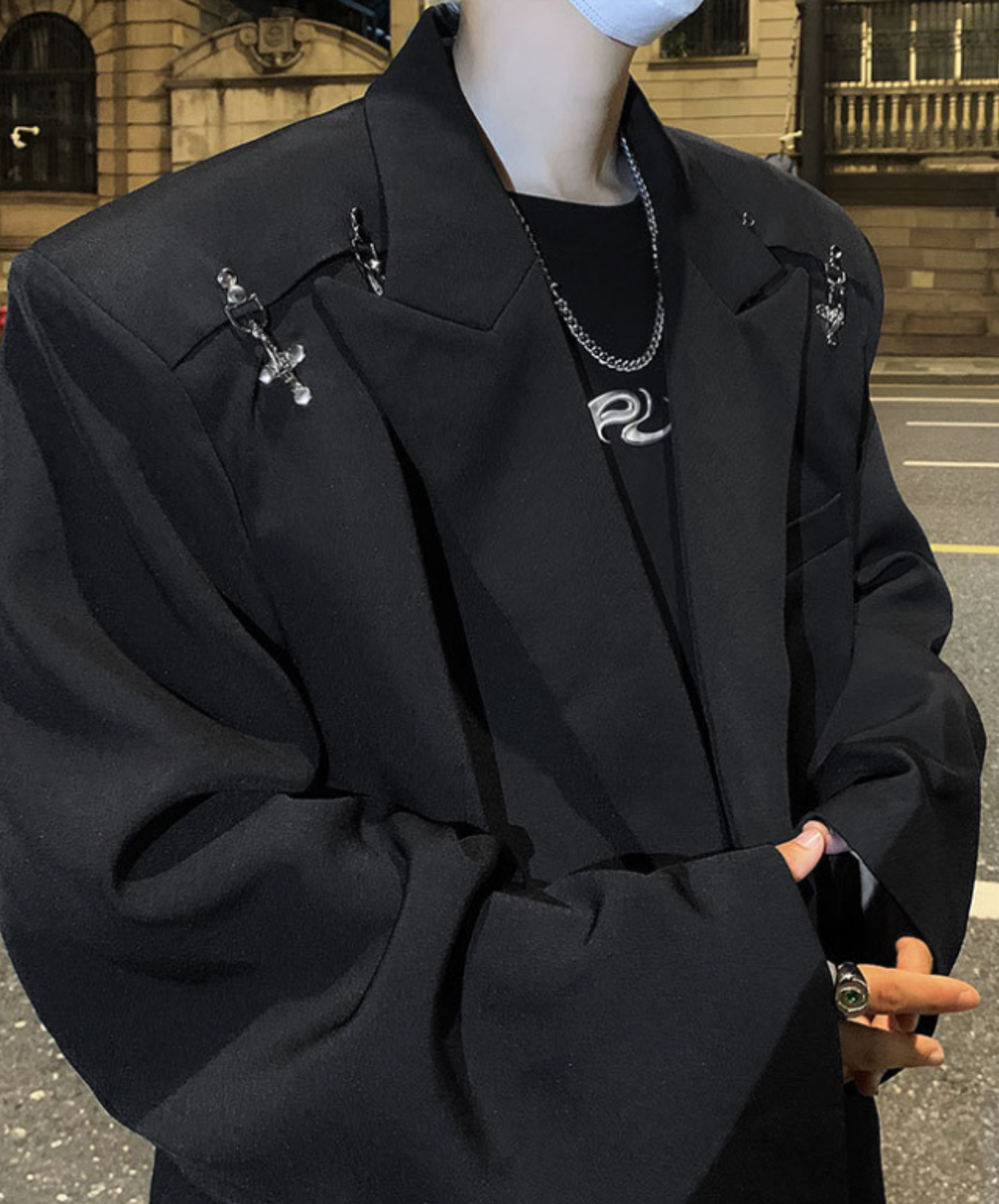 【style78】dark mode outfit set EN2534(jacket + shirt + pants set)