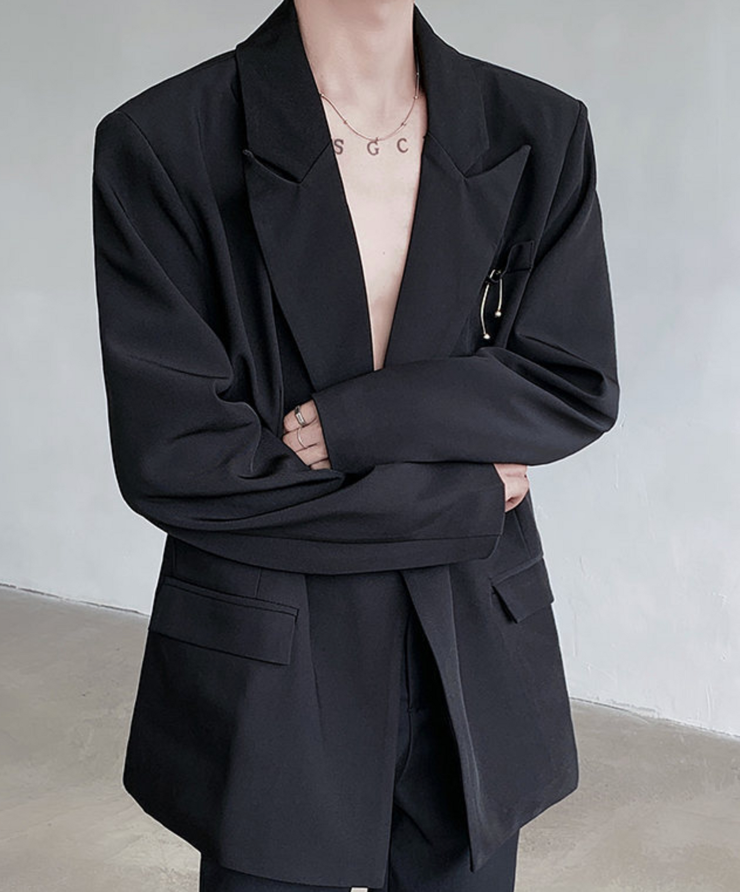 sharp lapel collar jacket EN2367