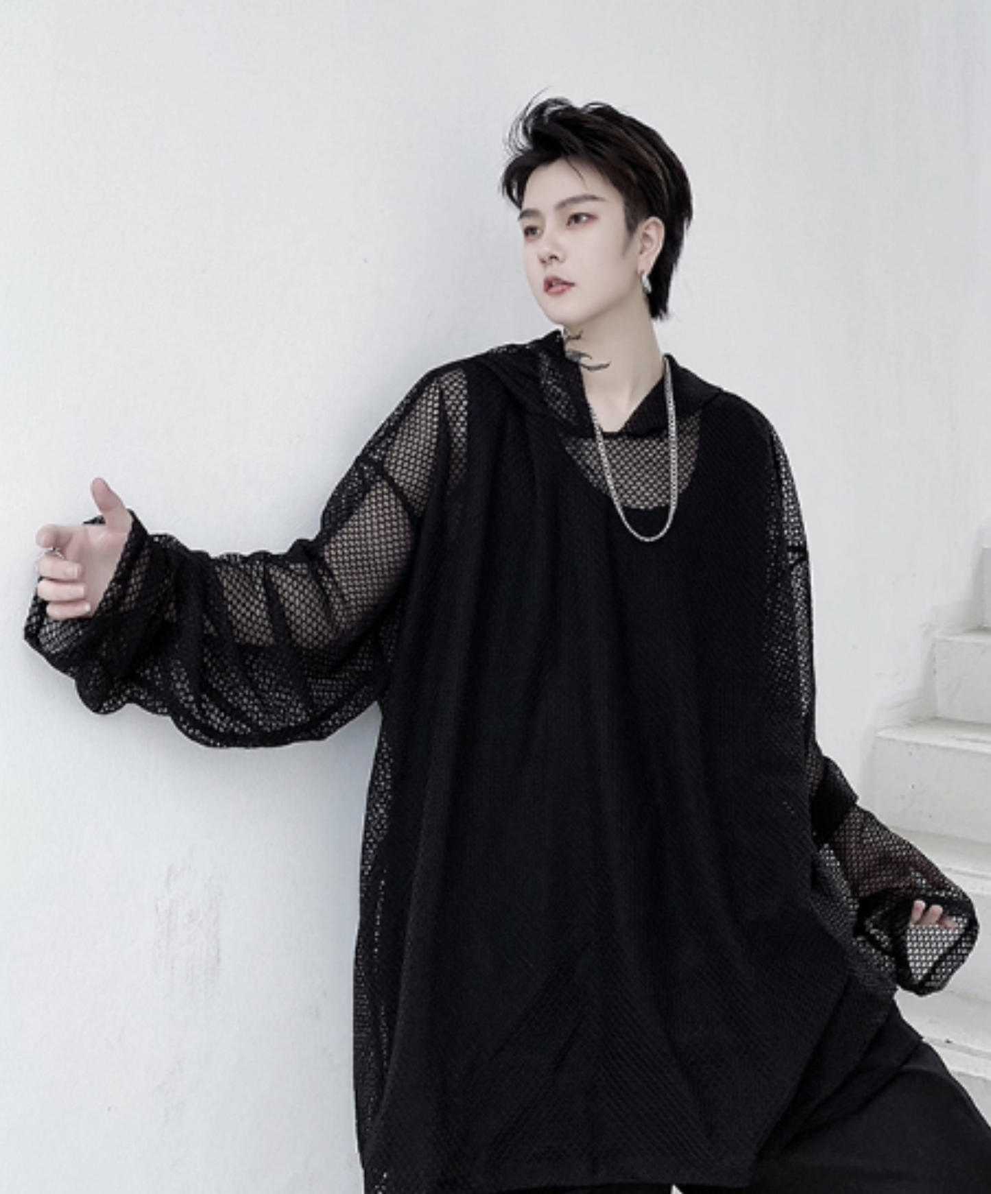 dark mesh hoodie EN1133