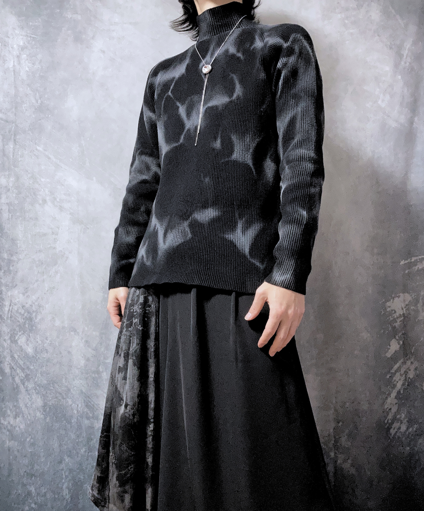 【style70】dark mode outfit set EN1909(jacket + sweater + pants set)