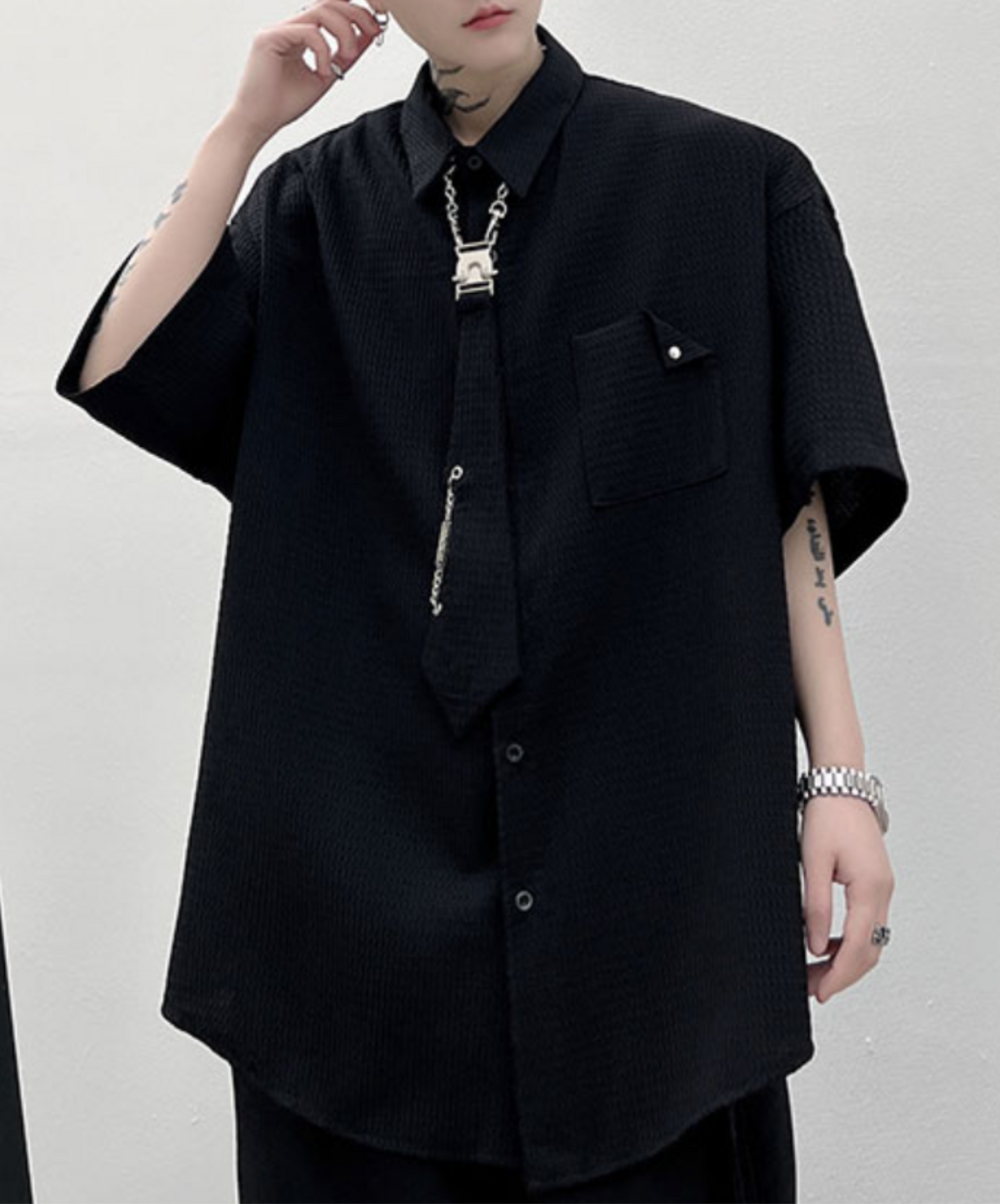 【style65】dark mode outfit set EN1884(jacket + shirt + pants set)
